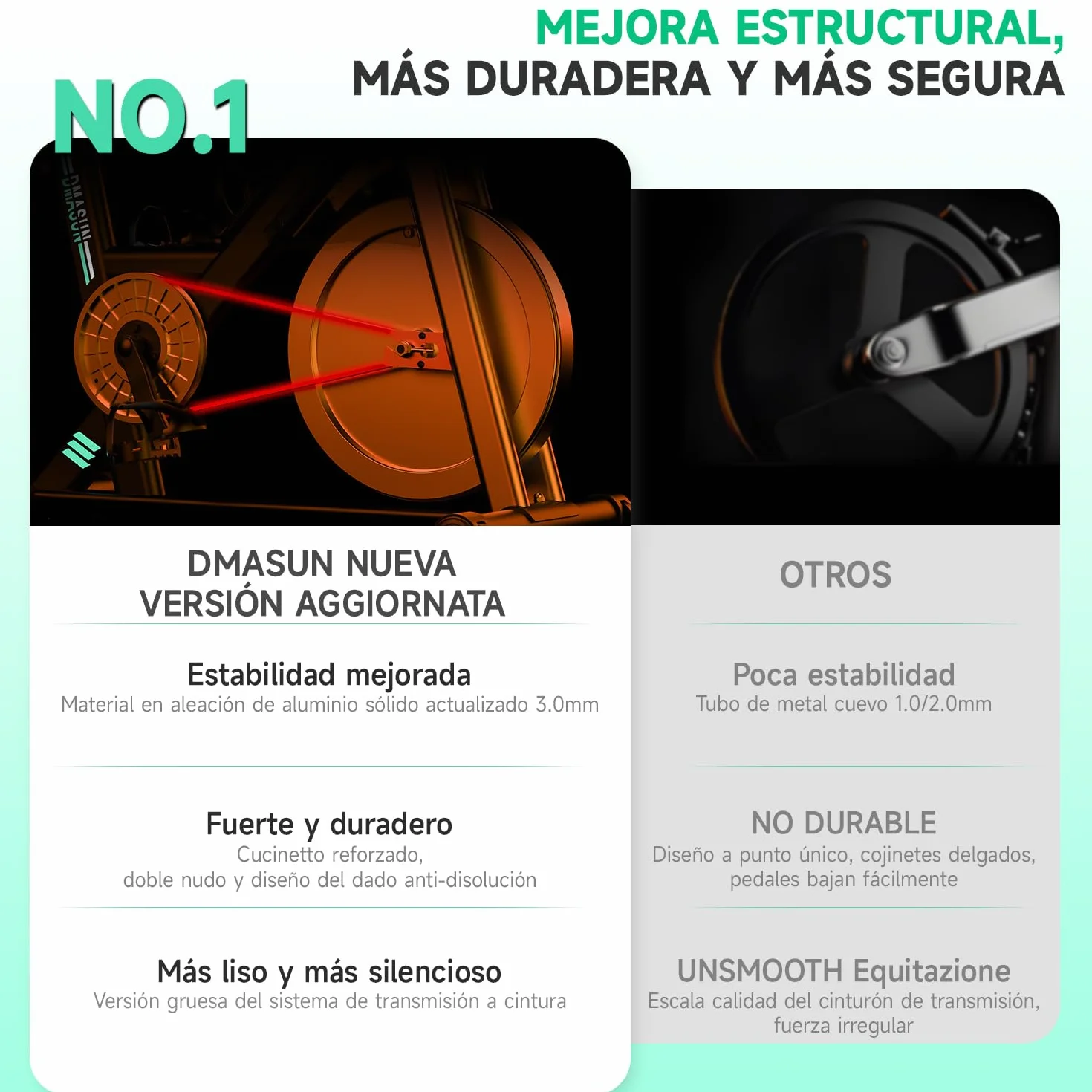DMASUN Bicicleta Estática en Casa con Resistencia Ajustable, Bicicleta Estatica Silenciosa con Monitor LED, Cómodo Cojín de Asiento, App Propia, Capacidad de 160 kg, Entrenamiento Aeróbico