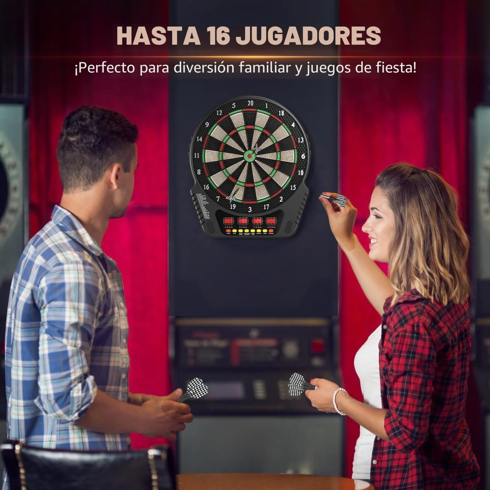 Diana Electrónica Profesional con Pantalla LCD Digital y Dardos de Punta Suave, Diana Dardos Electronica con 27 Juegos, 243 Modos Ideal para Amigos, Familia, Oficina, Fiestas de Pub.