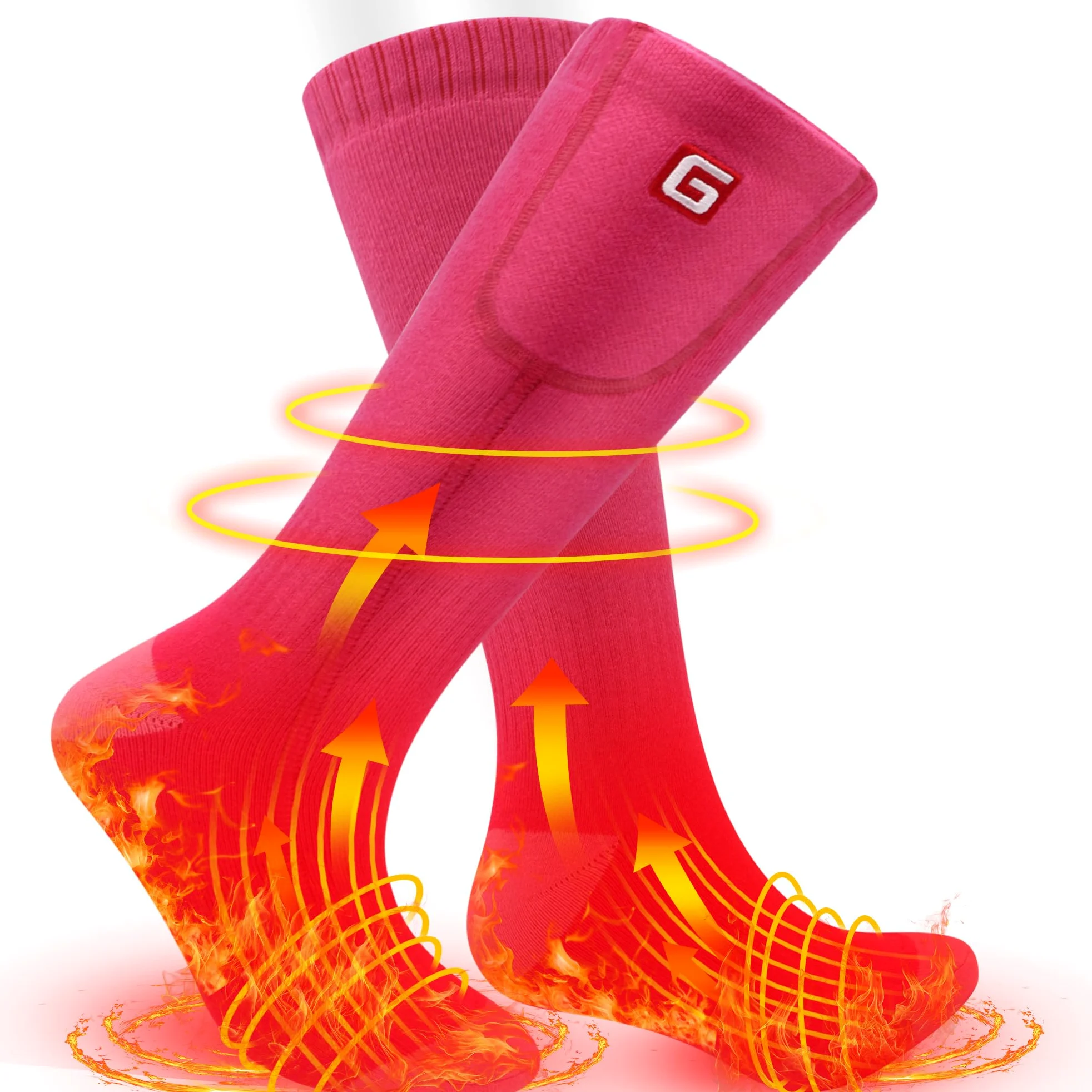 Svpro Calcetines calefactables, calcetines calefactables recargables hombres mujeres batería calefacción calcetines térmicos clima frío calcetines calentados para esquiar al aire libre invierno