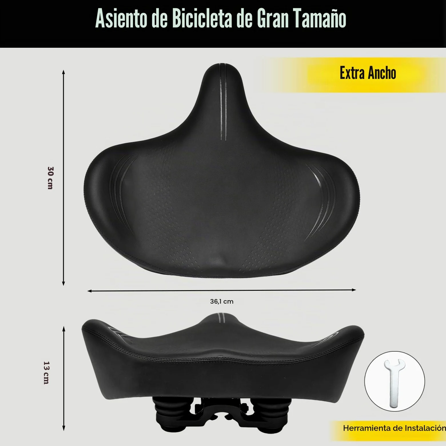 Asiento de bicicleta grande y ancho – Reemplazo de sillín de bicicleta, comodidad para Peloton, bicicleta eléctrica estacionaria de ejercicio, bicicletas de carretera de montaña para hombres y