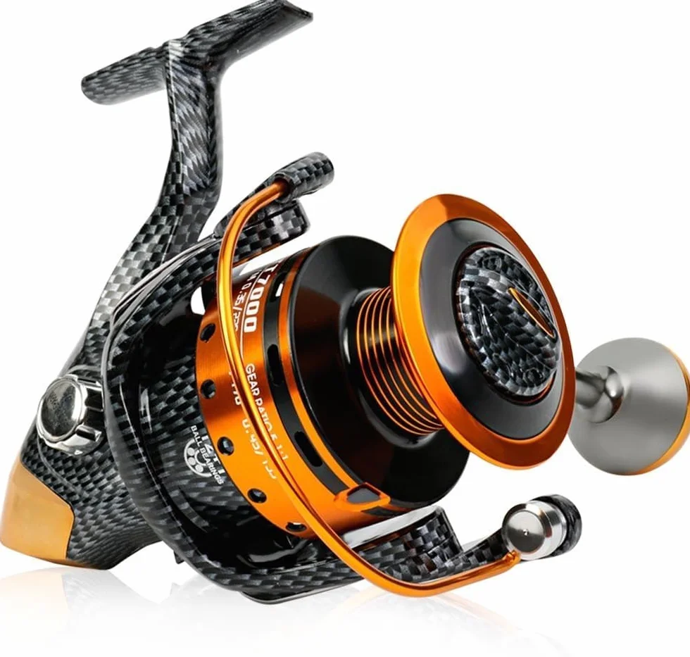 Carretes de pesca de 12+1 BB, carretes giratorios ligeros y suaves, potente arrastre de fibra de carbono, pesca de sal y agua dulce