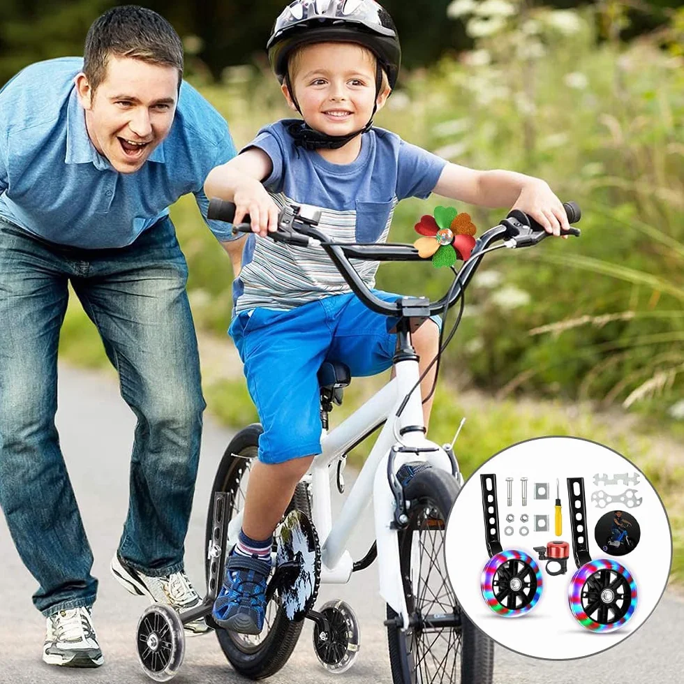 Ruedines Estabilizadores para Bicicleta Infantil,Ruedas de Apoyo,Bicicleta Infantil Ruedines,Ruedines Bicicleta,Bicicleta Estabilizador Ruedas,Ruedas de Entrenamiento de Bicicleta (Negro)