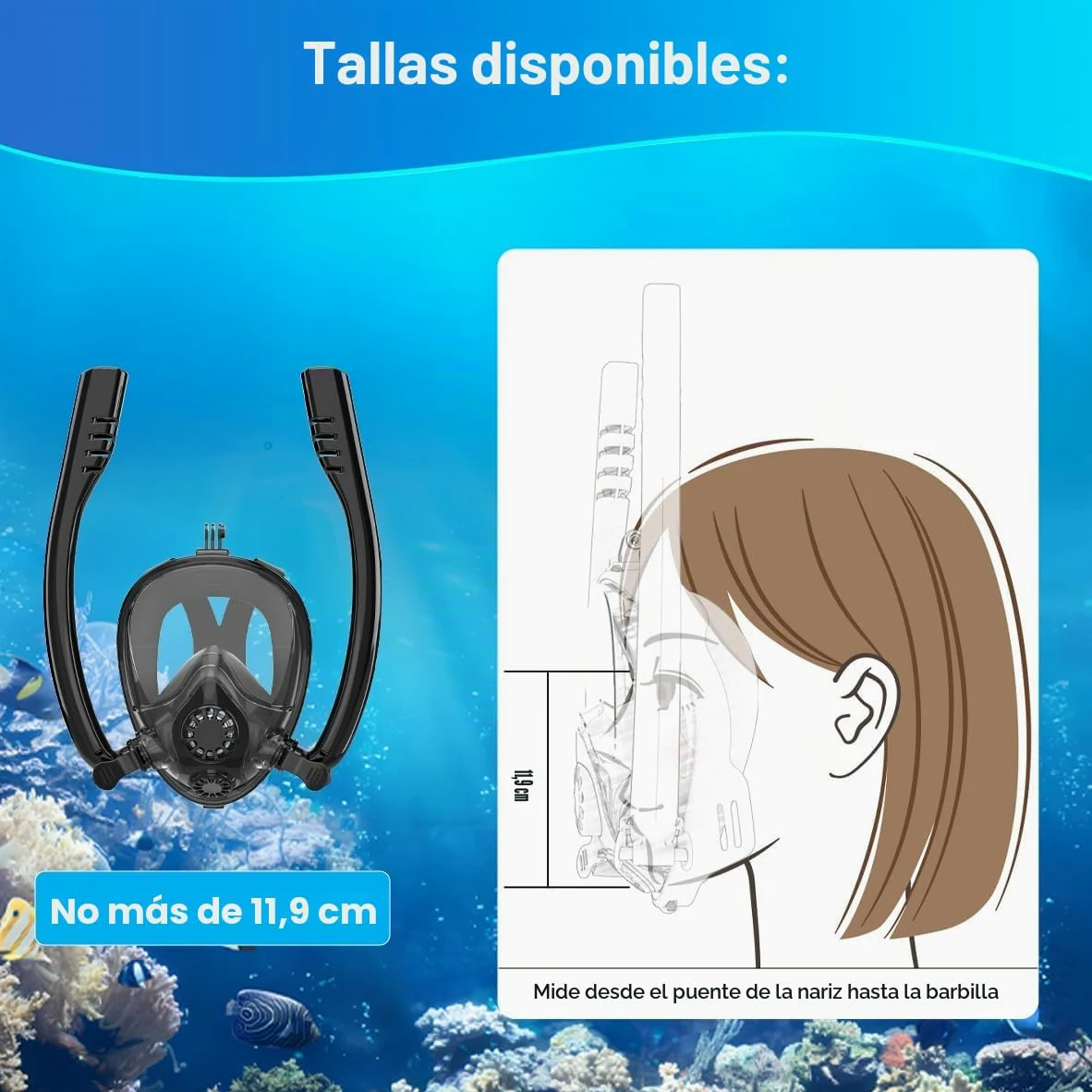 SMACO Máscara de Snorkel de Cara Completa Compatible con Mini Tanques de Buceo de 0,5L/0,7L Soporte para Cámara Tanto para Snorkel como para Bucear Dentro de 10m (Botella de Buceo no incluida)