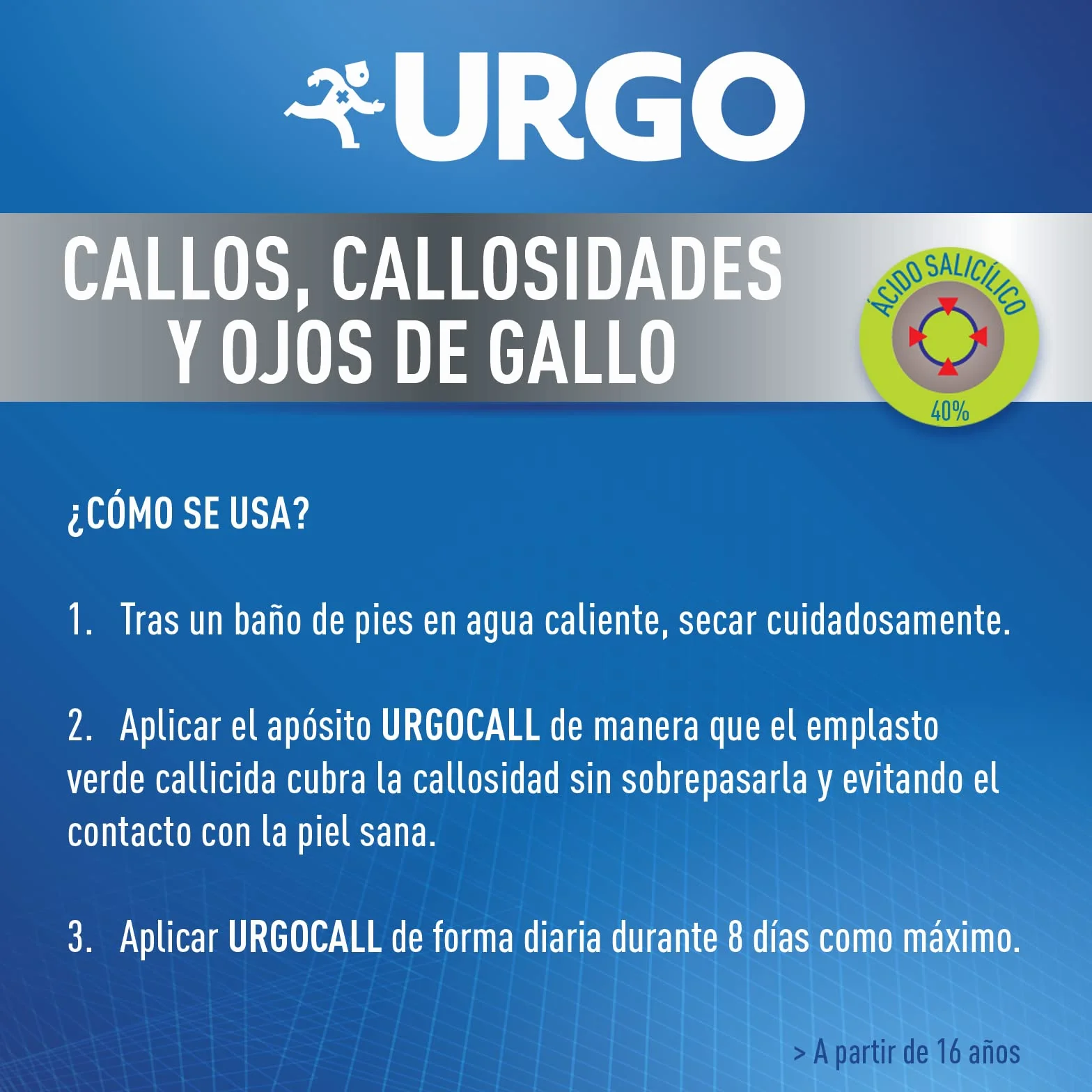 Urgo Urgocall para callos instalados y dolorosos con ácido salicílico caja 12 apósitos