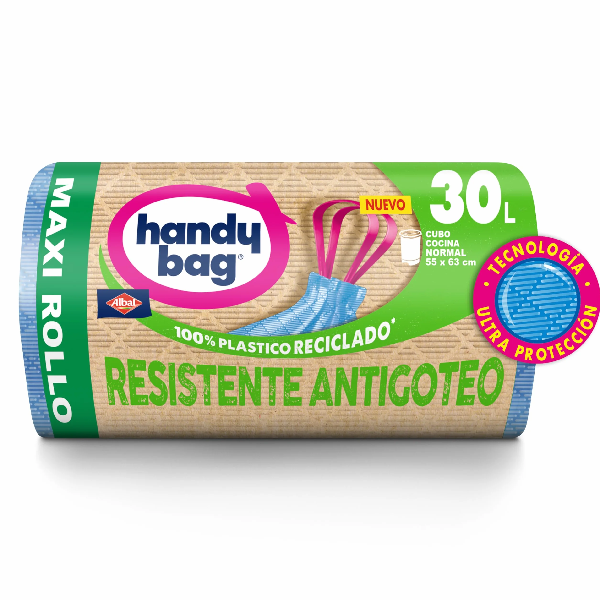 Bolsas de Basura Resistente Antigoteo Autocierre Maxi Rollo 30L 20 Bolsas Reciclado