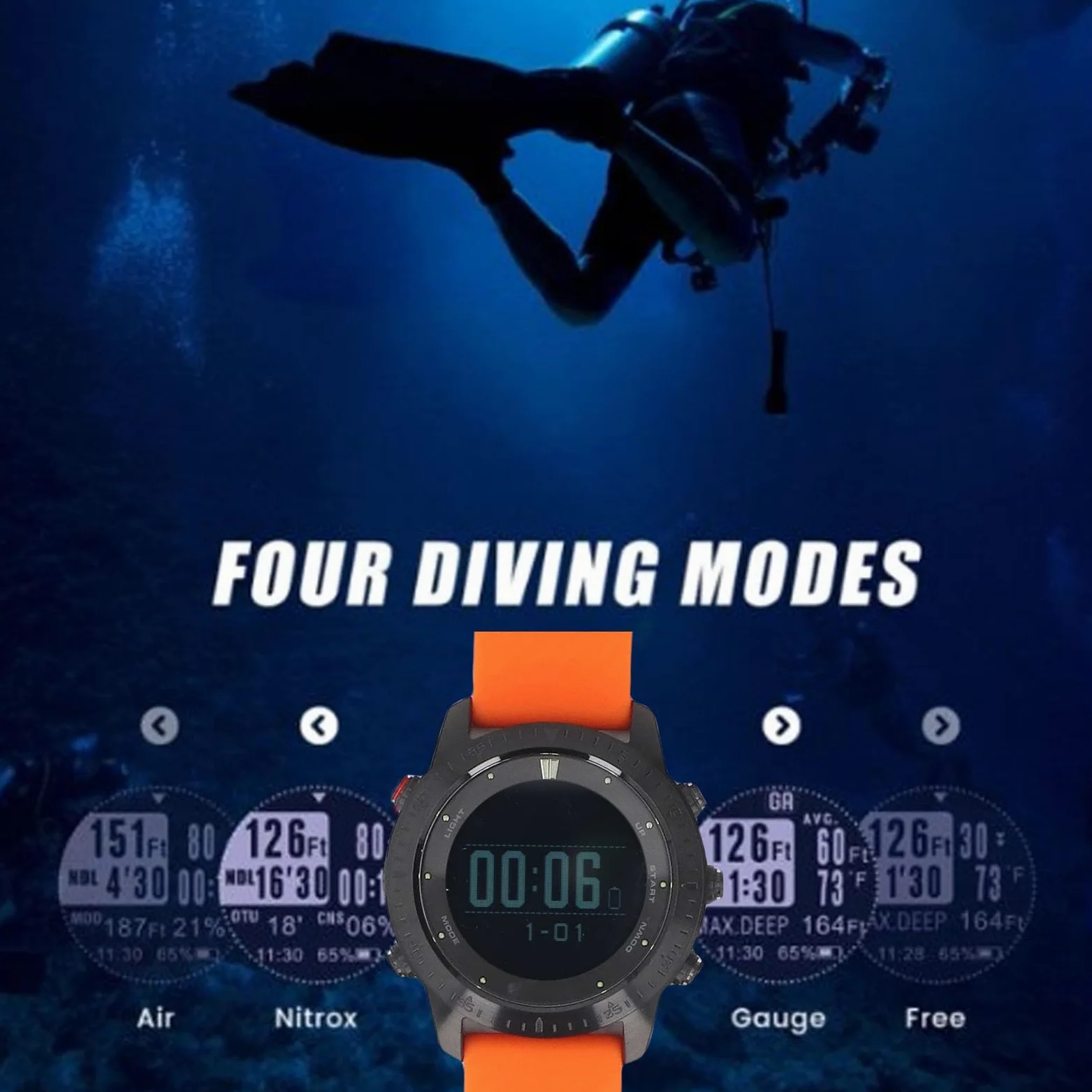 Tbest Reloj con Computadora de Buceo Impermeabilización Profesional Profundidad de Trabajo de 328 Pies Duración de la Batería Reloj de Pulsera Subacuático con Computadora de BuceoD Actividades de