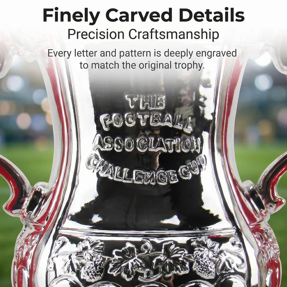 FA Cup Trofeo Réplica Fútbol Copa Plata Colección | Trofeo réplica FA Cup acabado plata para aficionados, coleccionistas, clubes y decoración deportiva