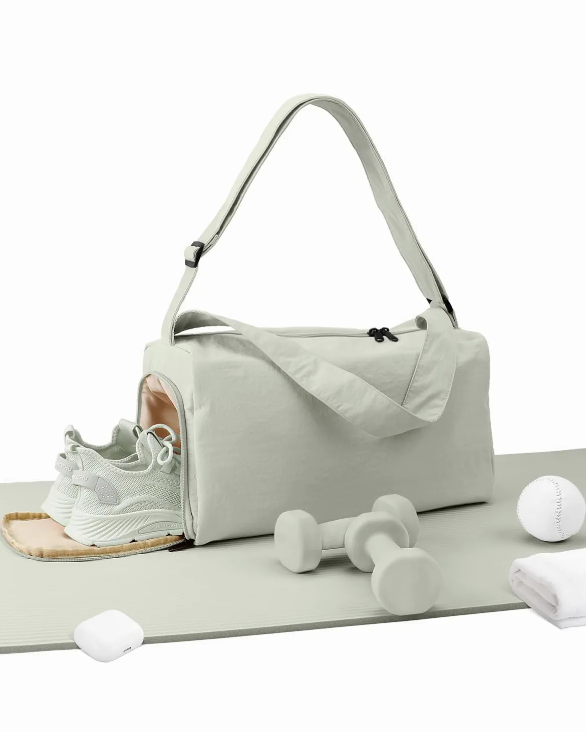 Bolsa de gimnasio pequeña para mujer con compartimento para zapatos, elegante bolsa de viaje para avión, bolsa de lona ligera para mujeres y hombres, bolsa deportiva para gimnasio con bolsillo húmedo