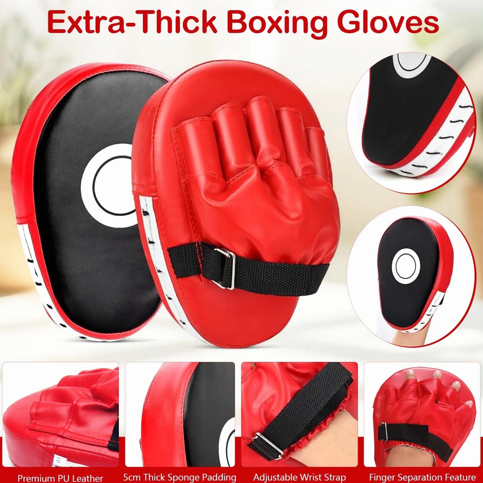 Boxeo Set Schlagpolster Paos y Manoplas de PU Cuero para Kickboxing Muay Thai MMA