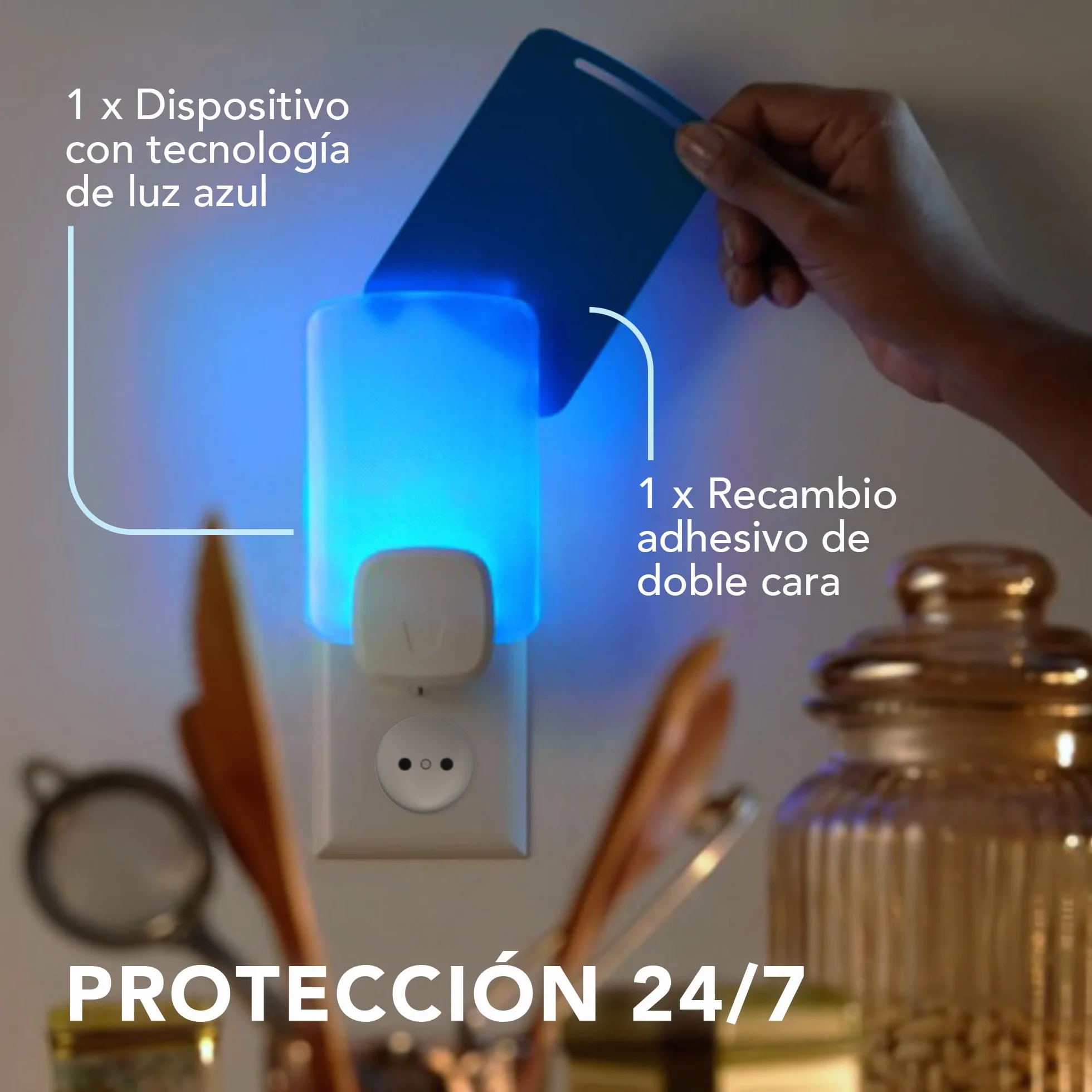 Raid Essentials 2 x Recambio para Trampa LED Antimoscas, Antimoscas de Fruta y Antipolillas, Sin Insecticida, Protección 24/7, para Uso Interior, Paquete de 2