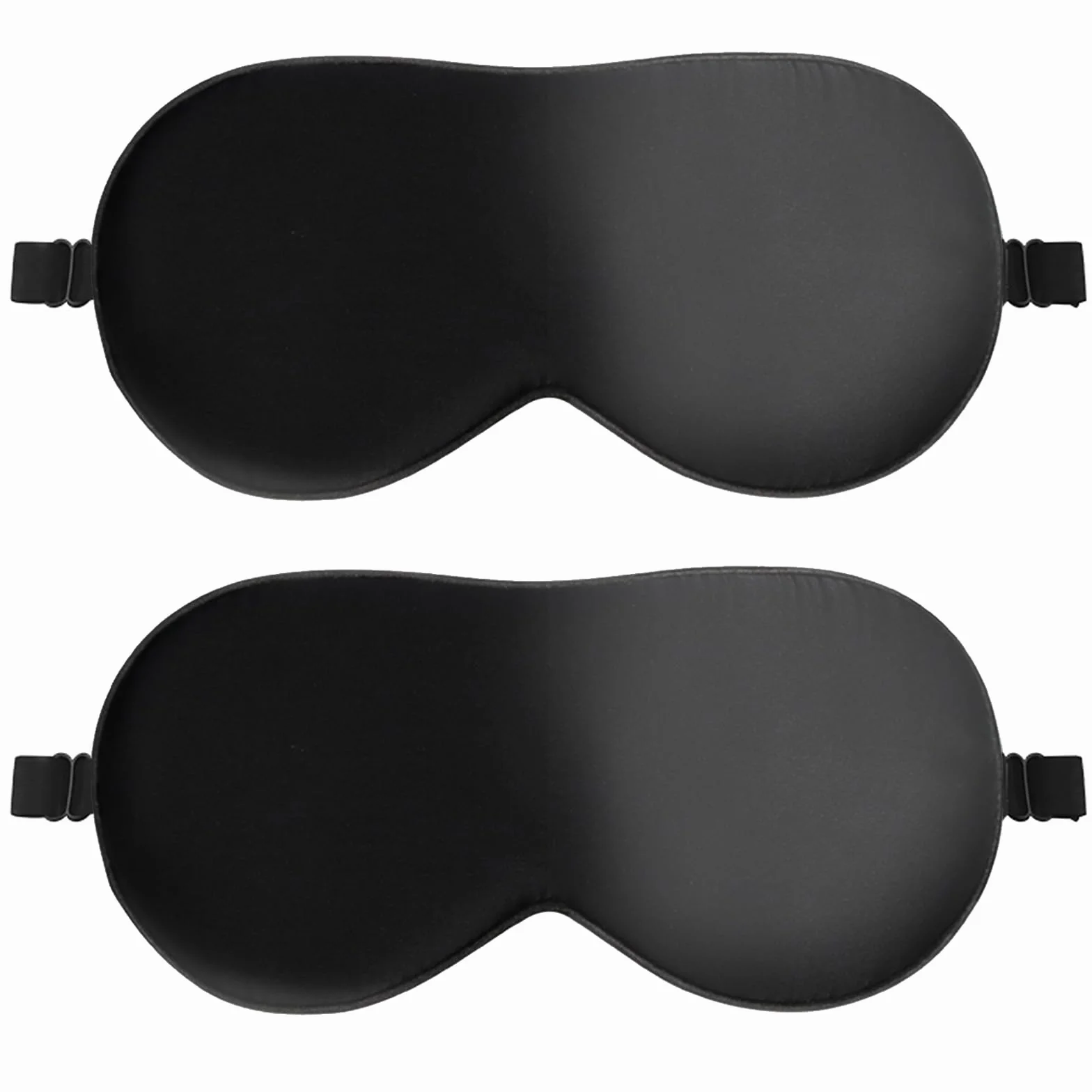 Antifaz para Dormir de Seda 2 Piezas Ultrasuave, Correa Ajustable, Negro