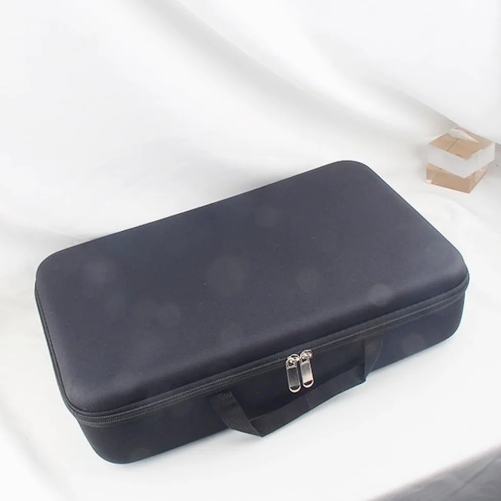 Caja de aparejos de pesca de EVA rígida de forma cuadrada impermeable para cañas carretes, líneas y herramientas de cebo, negro, 16 pulgadas