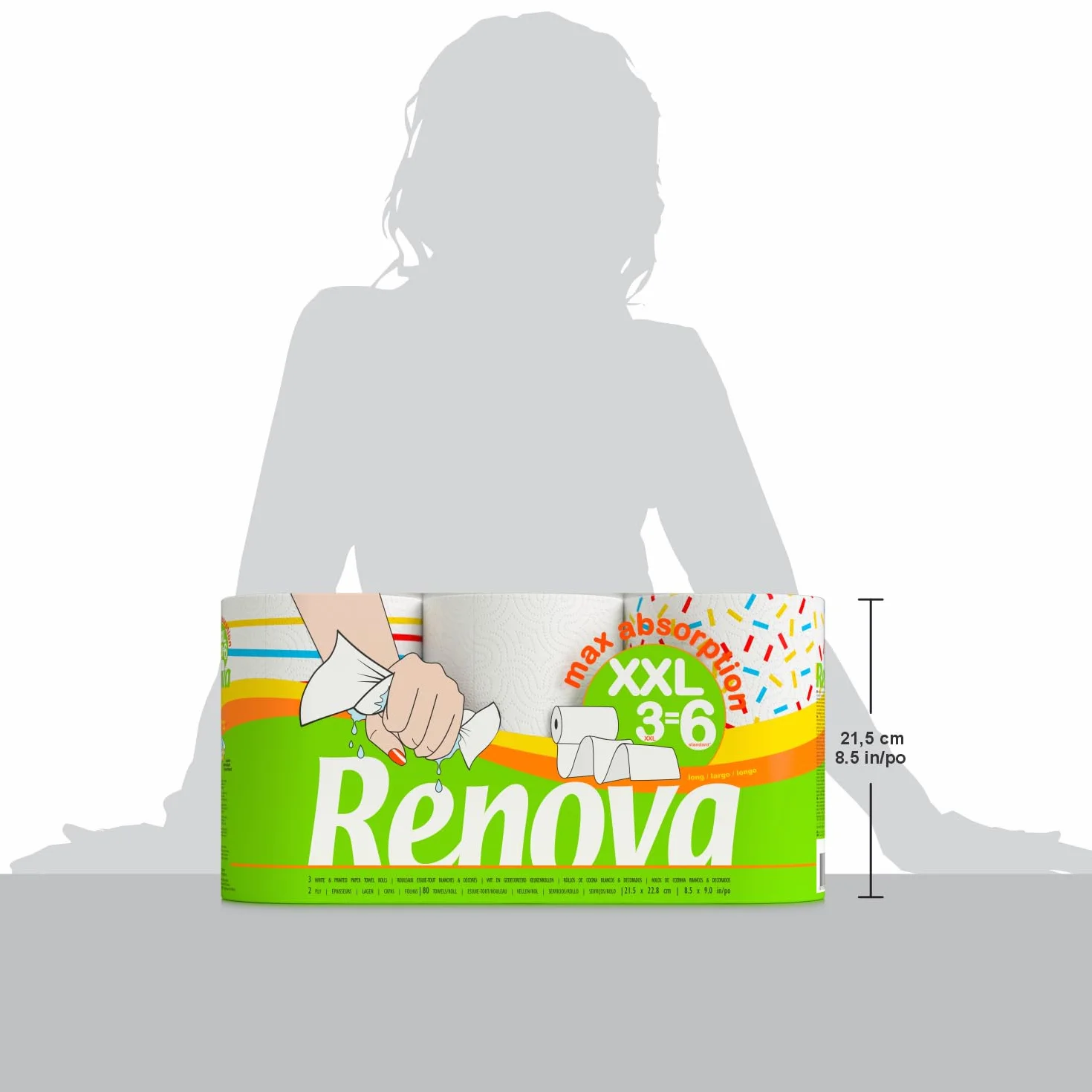 Renova Rollos de Cocina Maxi Absorption XXL 3 Rollos Tamaño Doble