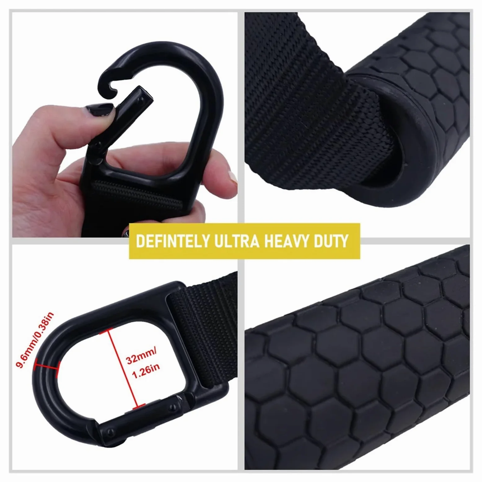 Bandas de resistencia Asas Asas de gimnasio de alta resistencia, núcleos ABS sólidos con mosquetón for accesorio de máquina de cables, accesorios de entrenamiento de Fitness en casa(With Metal Handle)