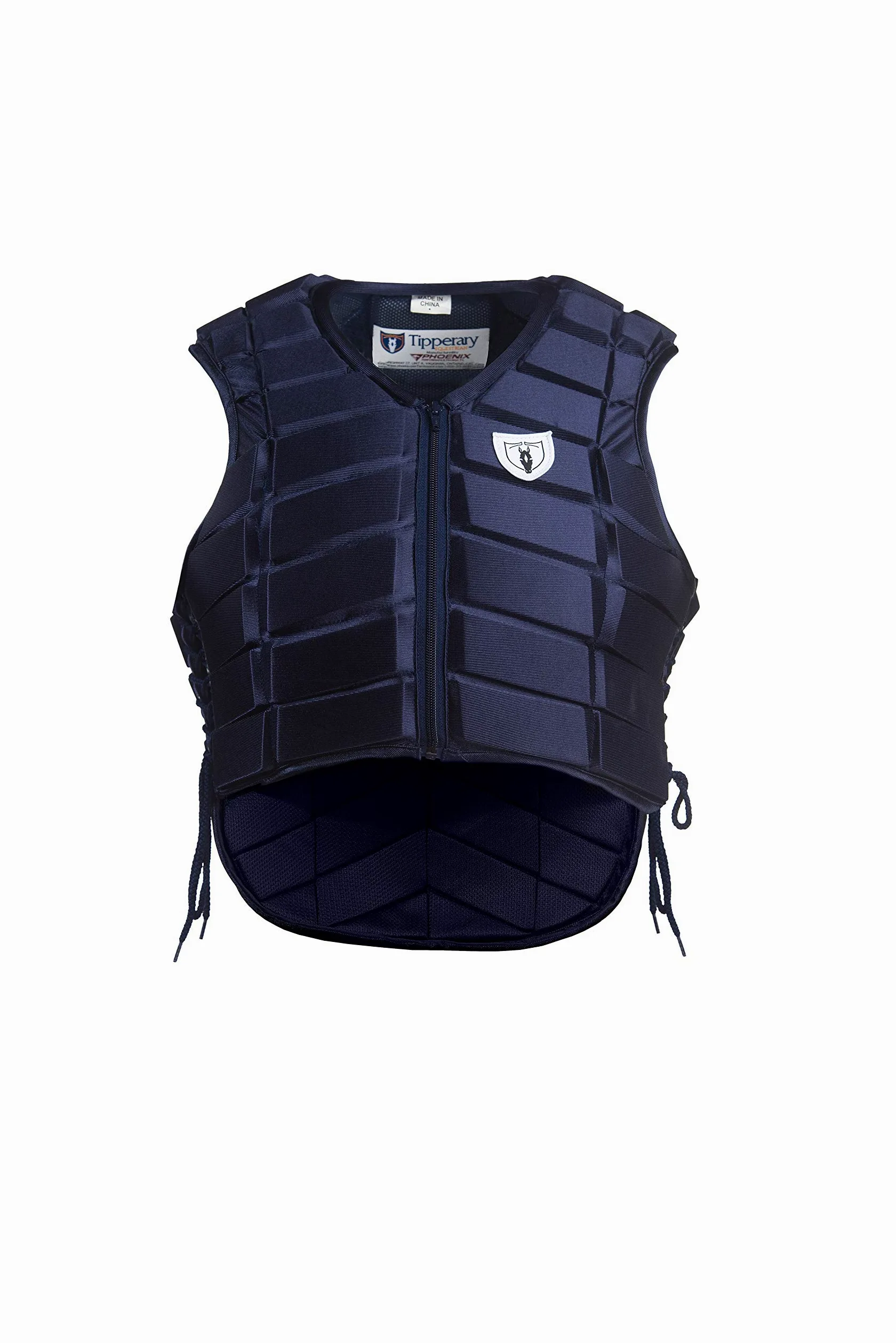 TIPPERARY EQUESTRIAN Chaleco de equitación, ropa protectora de estilo inglés, protector de cuerpo flexible y personalizable, color azul marino, talla S