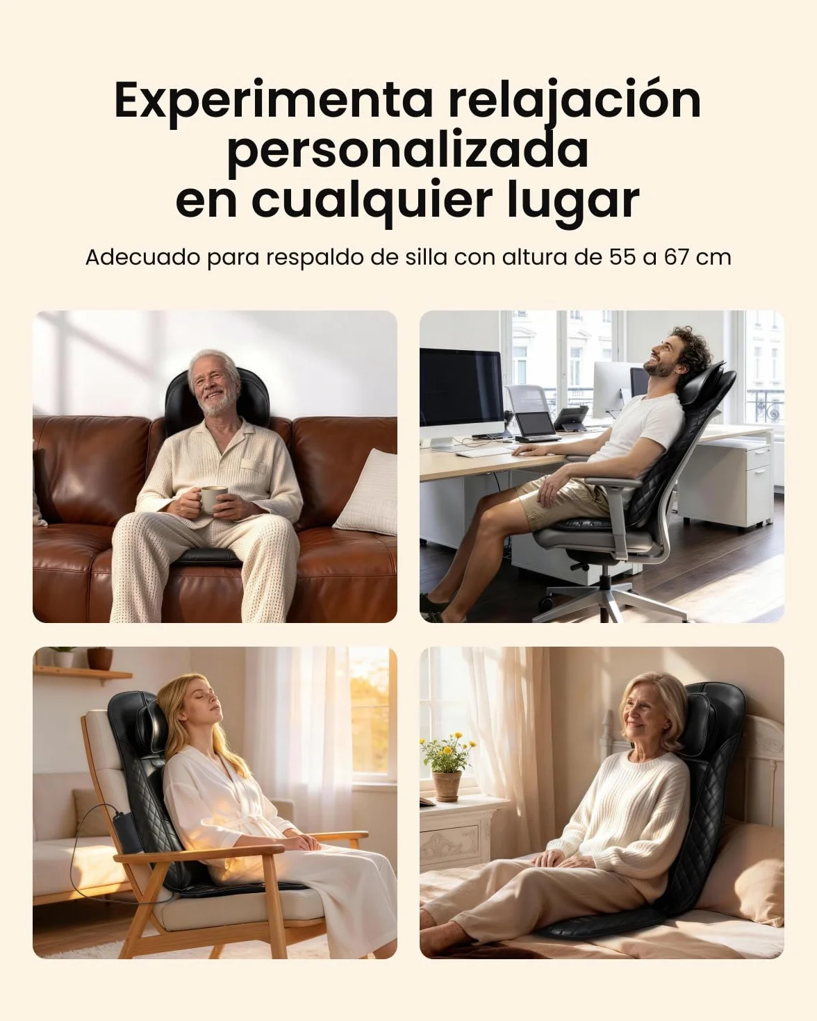 RENPHO Masajeador de Espalda Eléctrico Cojín Shiatsu con Calor Ajustable