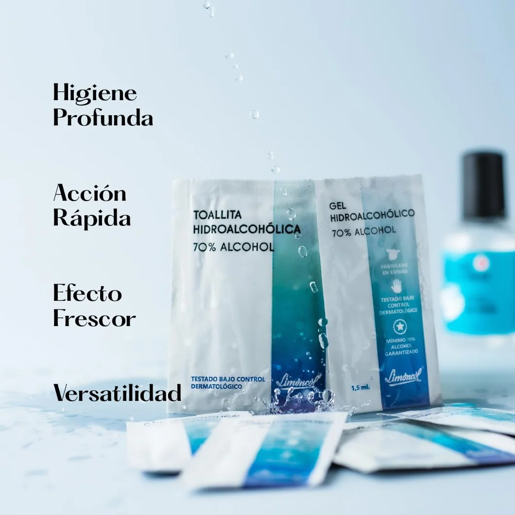 Toallitas Hidroalcohólicas Monodosis 70% Alcohol, 100 Unidades