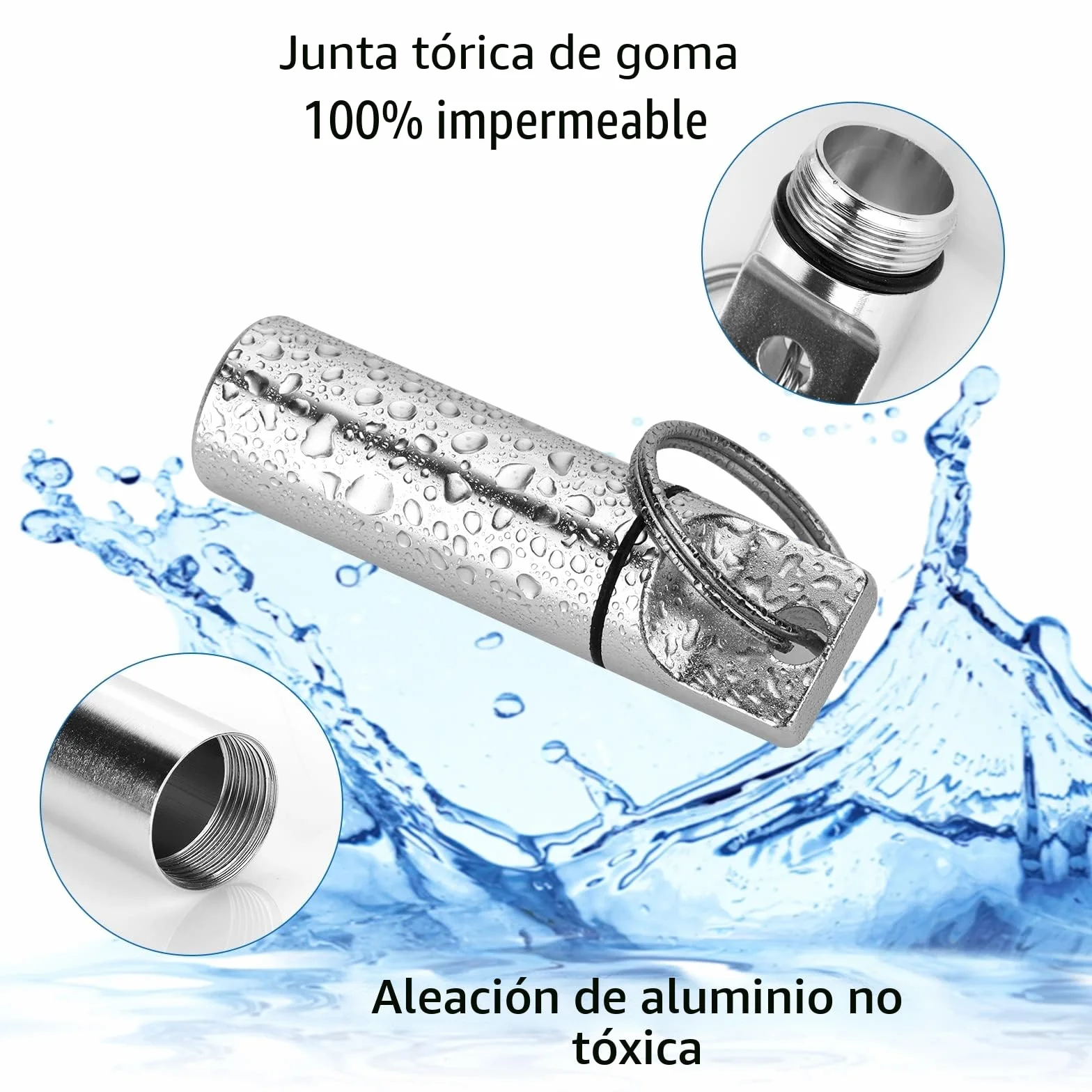 ASTER Paquete de 3 llaveros portátiles para pastillas de aleación de aluminio organizador de píldoras resistente al agua
