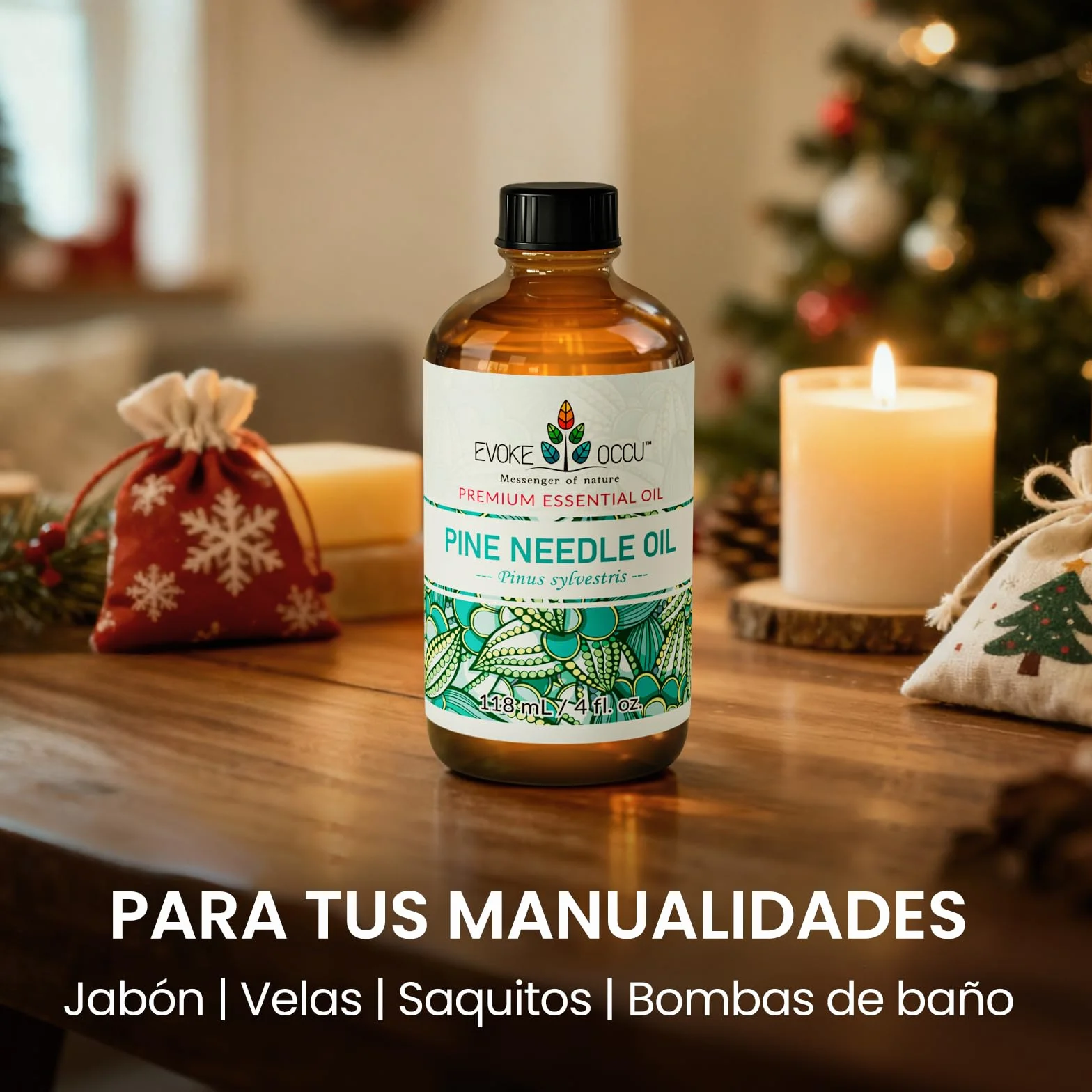 EVOKE OCCU Aceite Esencial de Aguja de Pino 4 Oz, Aceite Puro para Difusor Masaje y Fabricación de Jabón