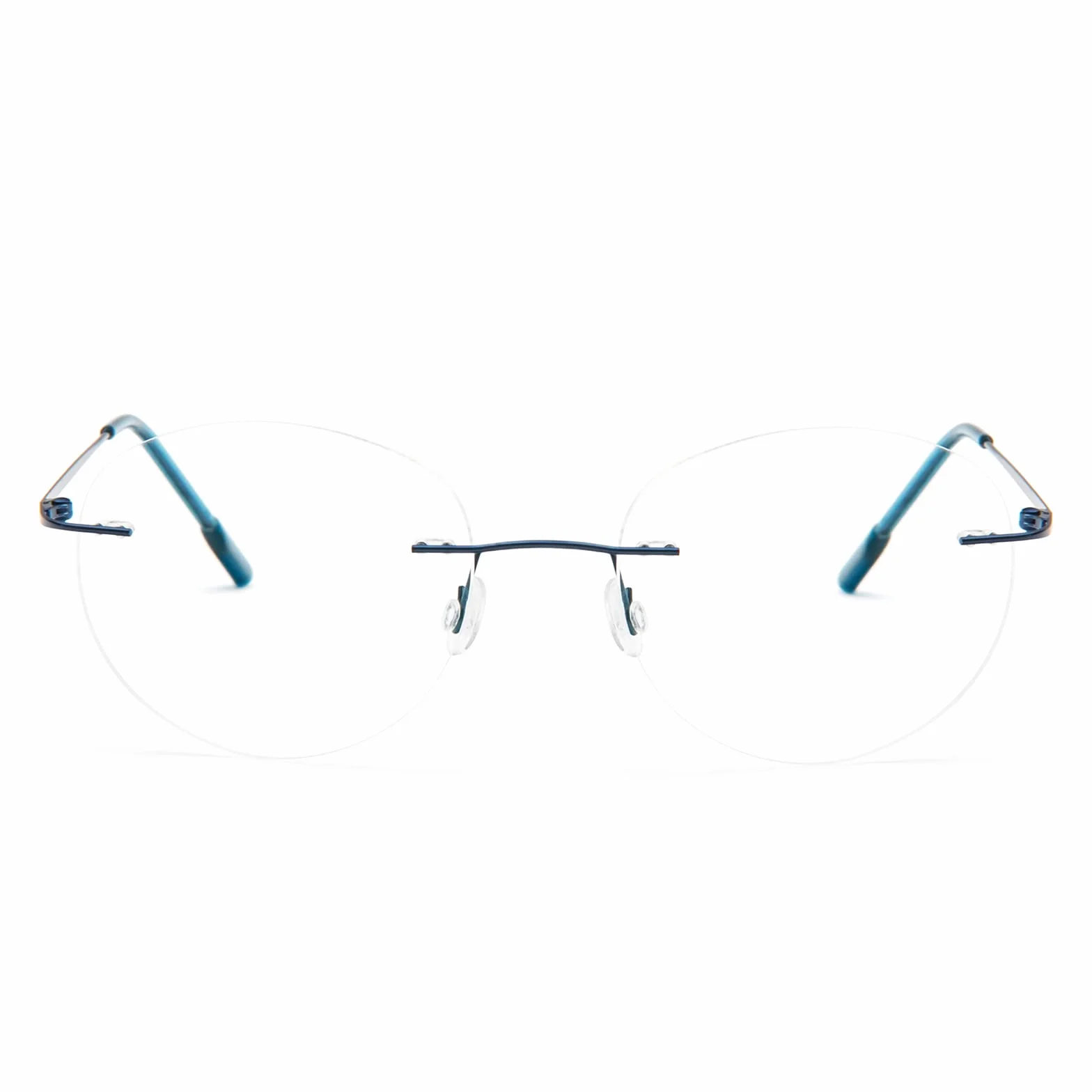 MMOWW Circular Gafas de lectura sin Marco Aleación Titanio Ultraligeras para Computadora +2.0 Azul