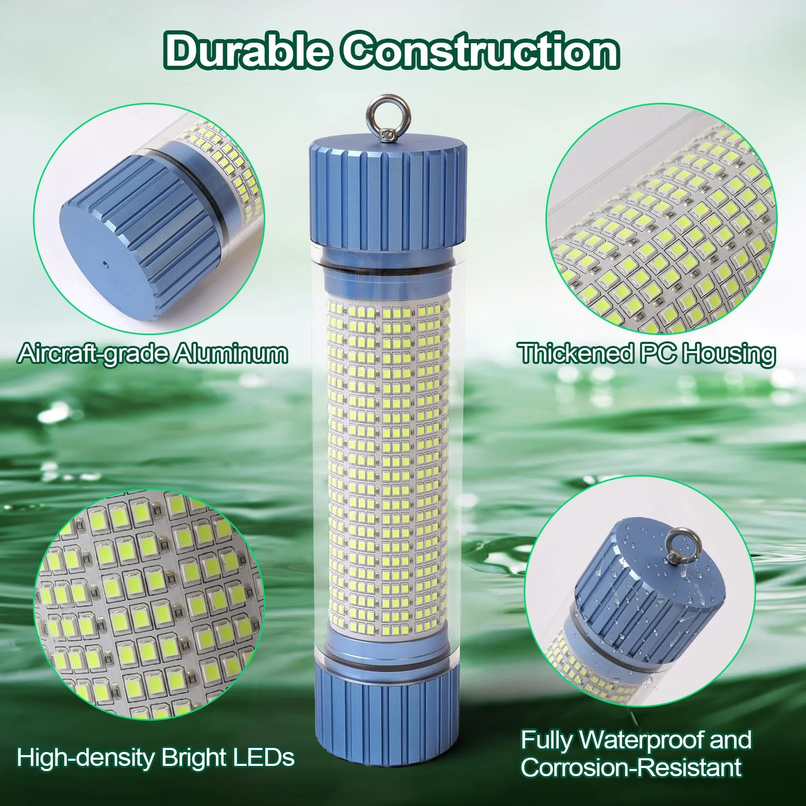 Luz De Pesca Subacuática Alimentada Por Batería, LED Recargable Con Luz Verde Para Atraer Peces, Capacidad De 9000 mAh, Luces De Pesca Sumergibles Impermeables IP68 Para Agua Dulce Y Salada