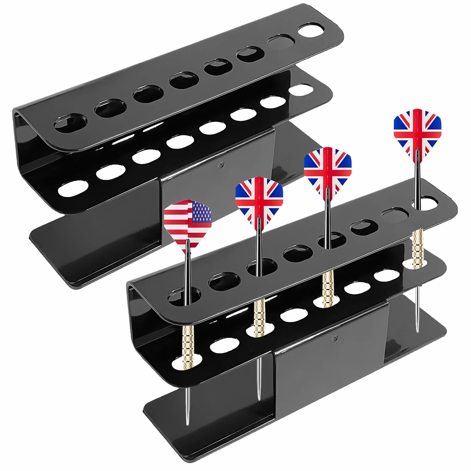 Soporte para Dardos, de Acrílico Negro para 16 Dardos, 2 Piezas Dart Holder Resistente, Almacenamiento Dardos En La Pared, Apto para Dardos de Acero y Dardos Blandos, Accesorio para Cualquier Diana