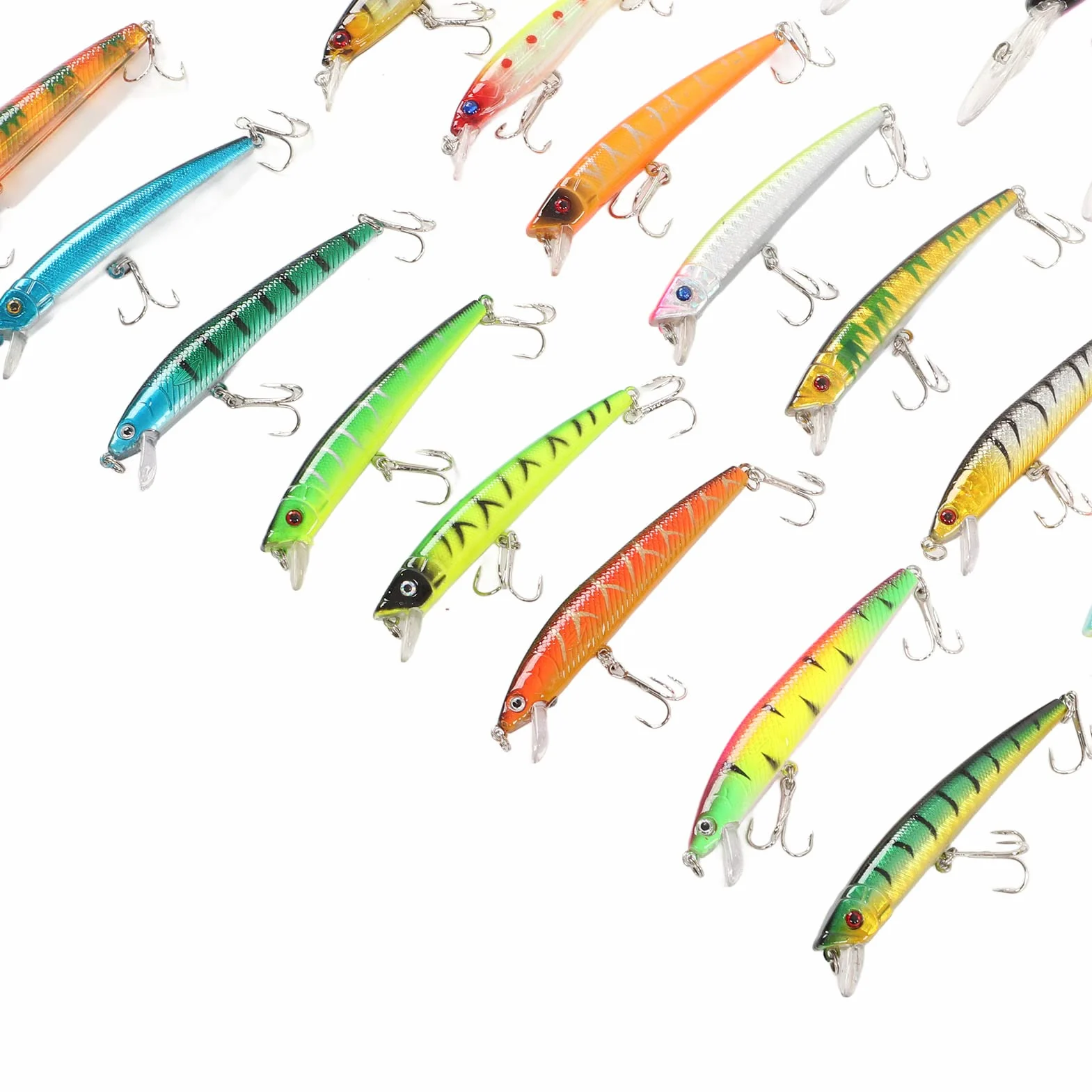 Kit de Señuelos de Pesca de 43 Uds., Cebo Artificial, Señuelos de Pececillo Duraderos para Entusiastas de la Pesca de Agua Dulce y Salada