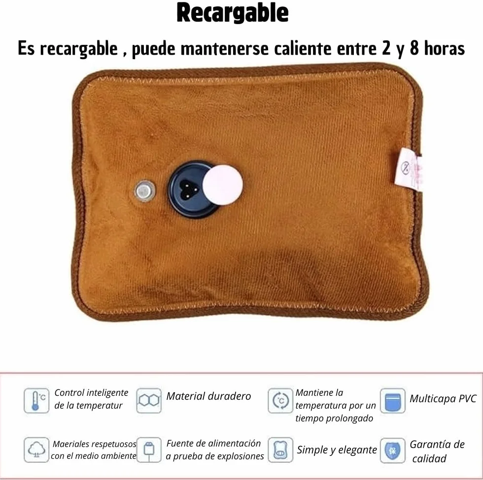 Bolsa de Agua Caliente Eléctrica Recargable y Portable para Aliviar Dolores Musculares, Cama Caliente (Rosa)