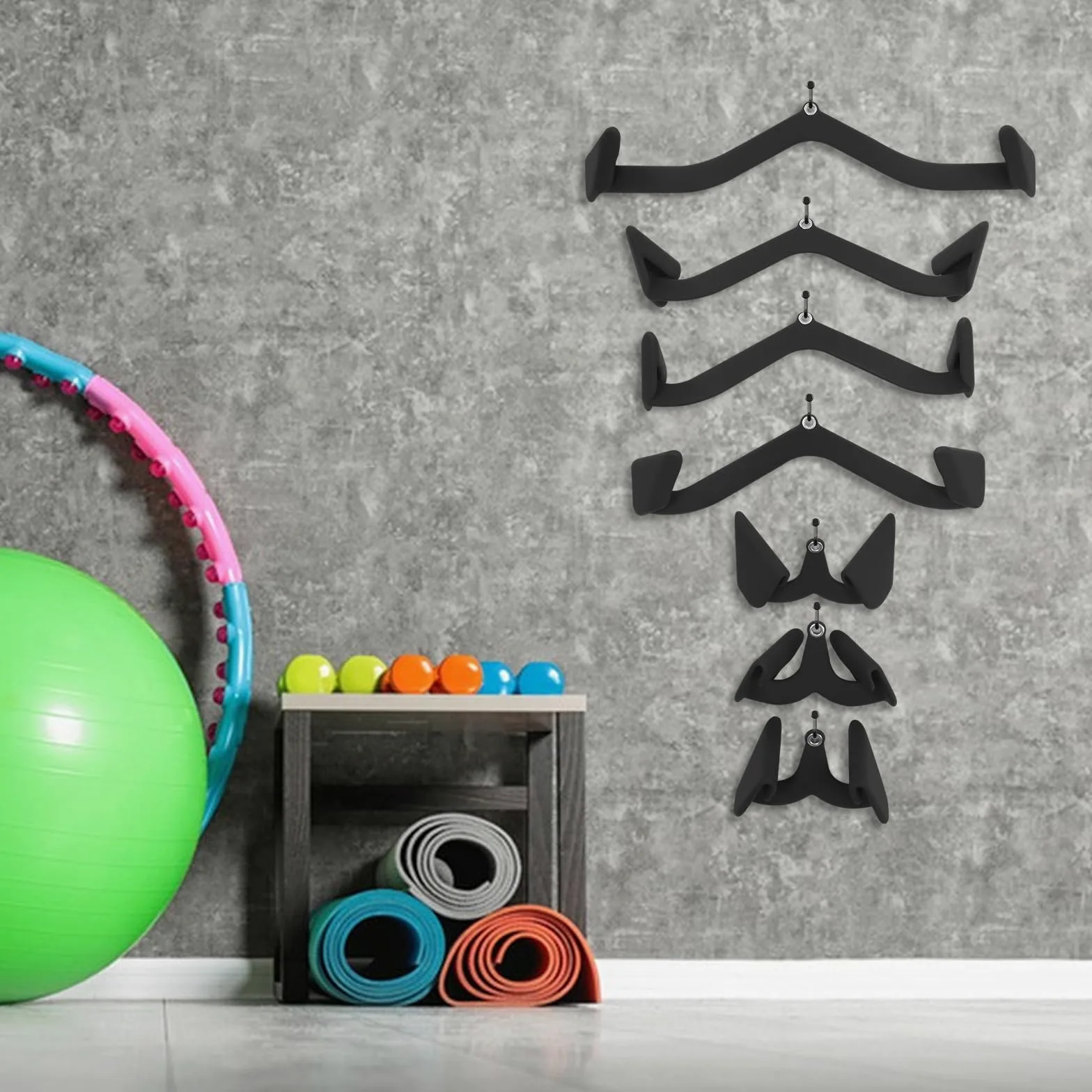 7 barras Lat Pull Down Bars Set V Form Pull-Down Kabelzuggriff Latzug-Aufsätze Ergonomischer Griff für Krafttraining am Rücken Bizeps-Curl, Trizeps-Latzugstange