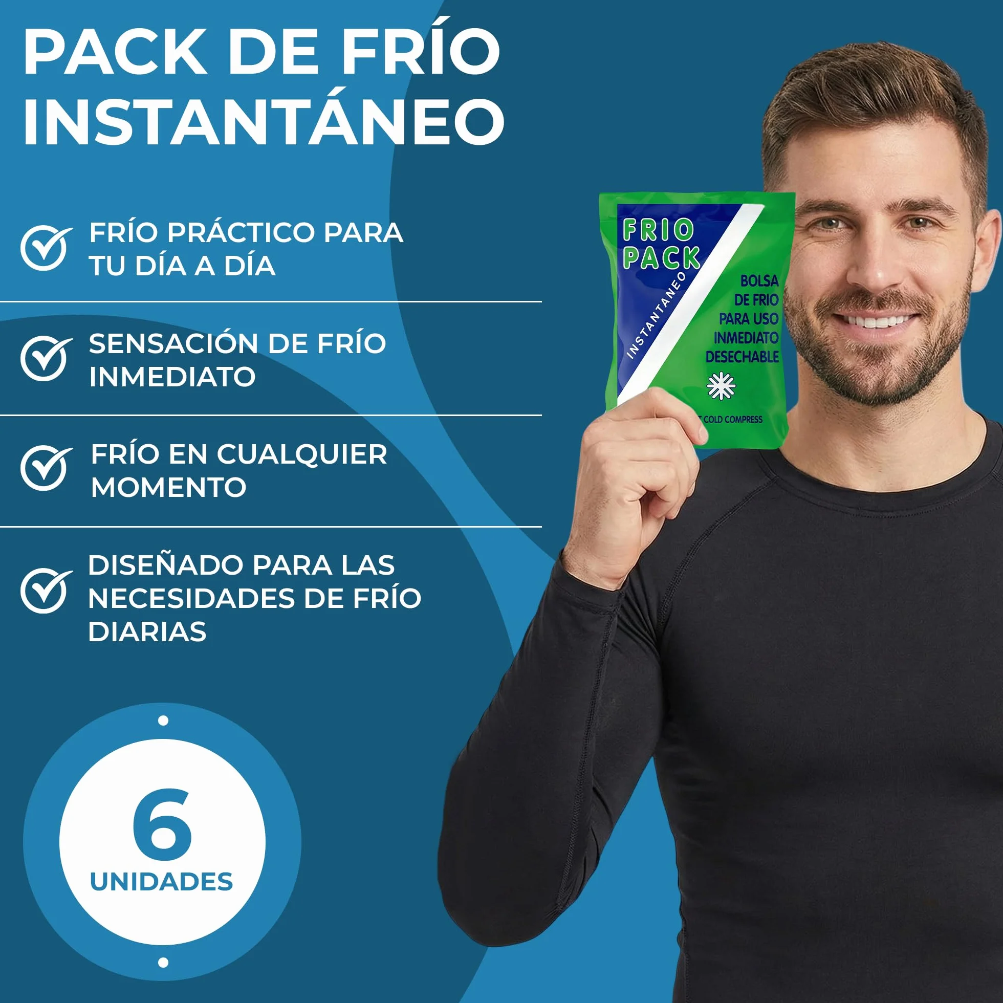 Bolsa de Frío Instantáneo 14x23 cm 6 Unidades Un Solo Uso