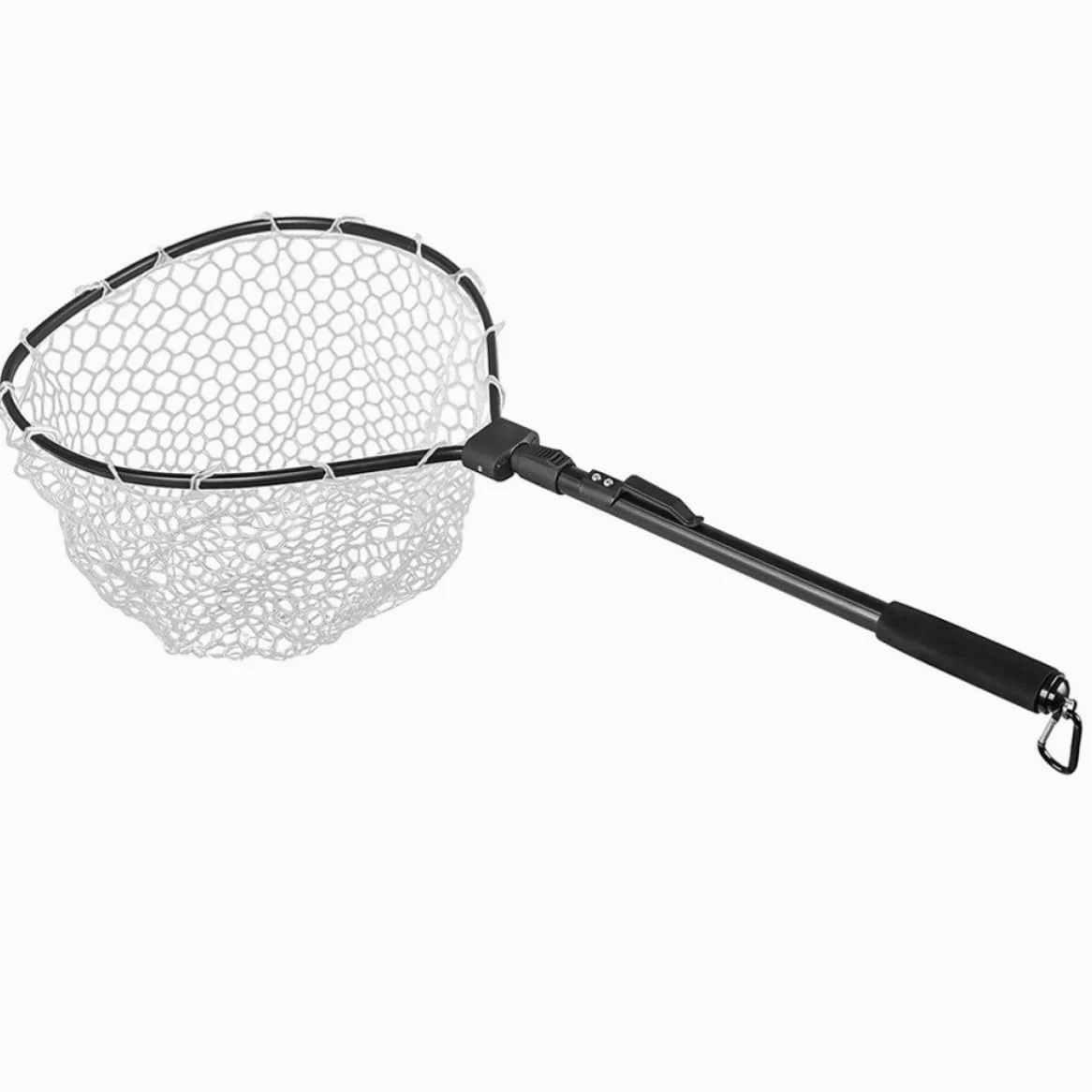 Red de Pesca Plegable Rápida de Aluminio Negro Malla | Aleación de Aluminio, Malla de Goma Eva, Forma Clásica, Ligera Fácil Transporte para Orilla y Barco