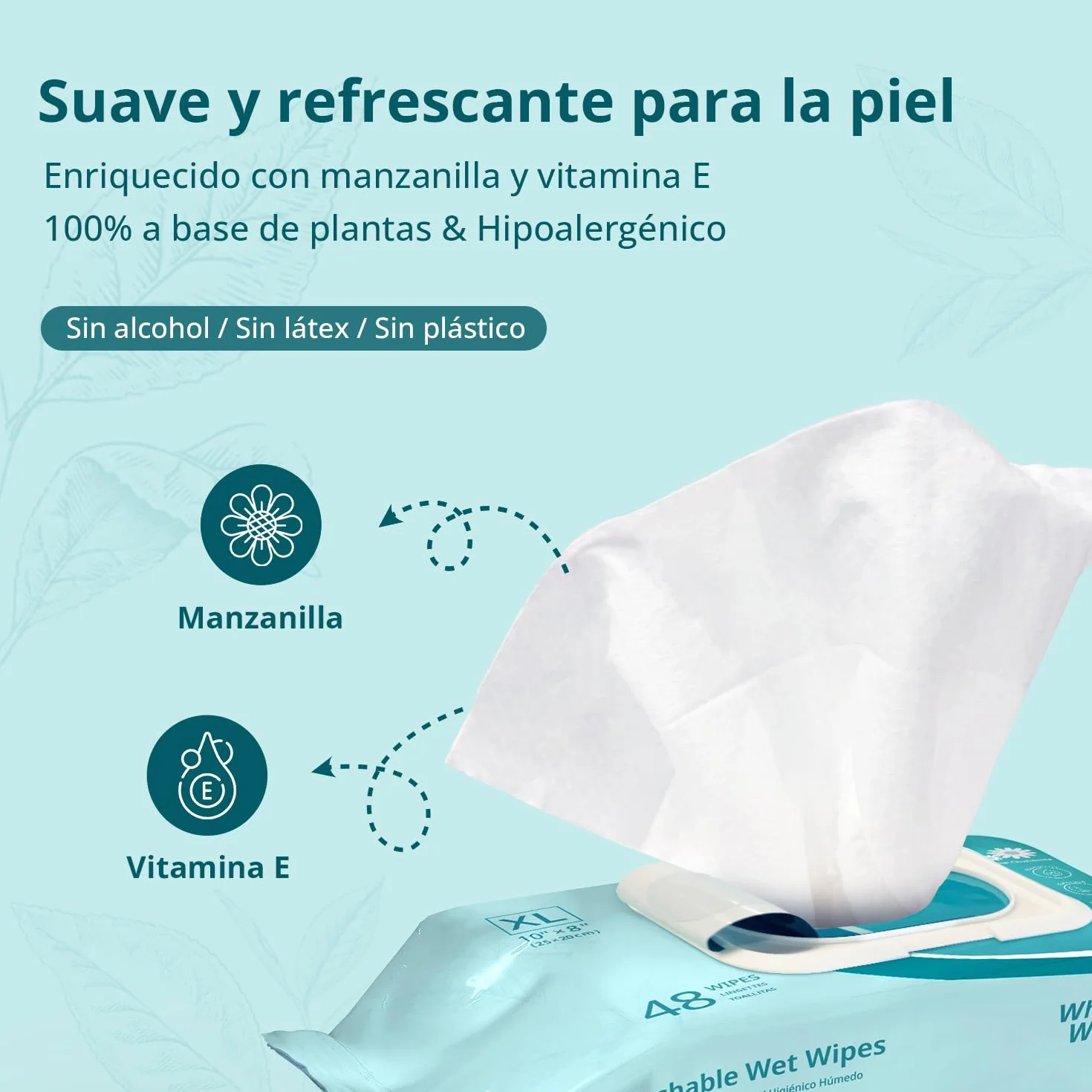 Papel Higiénico Húmedo Desechable XL 20x25 cm 144 Unidades Biodegradable Sin Plástico