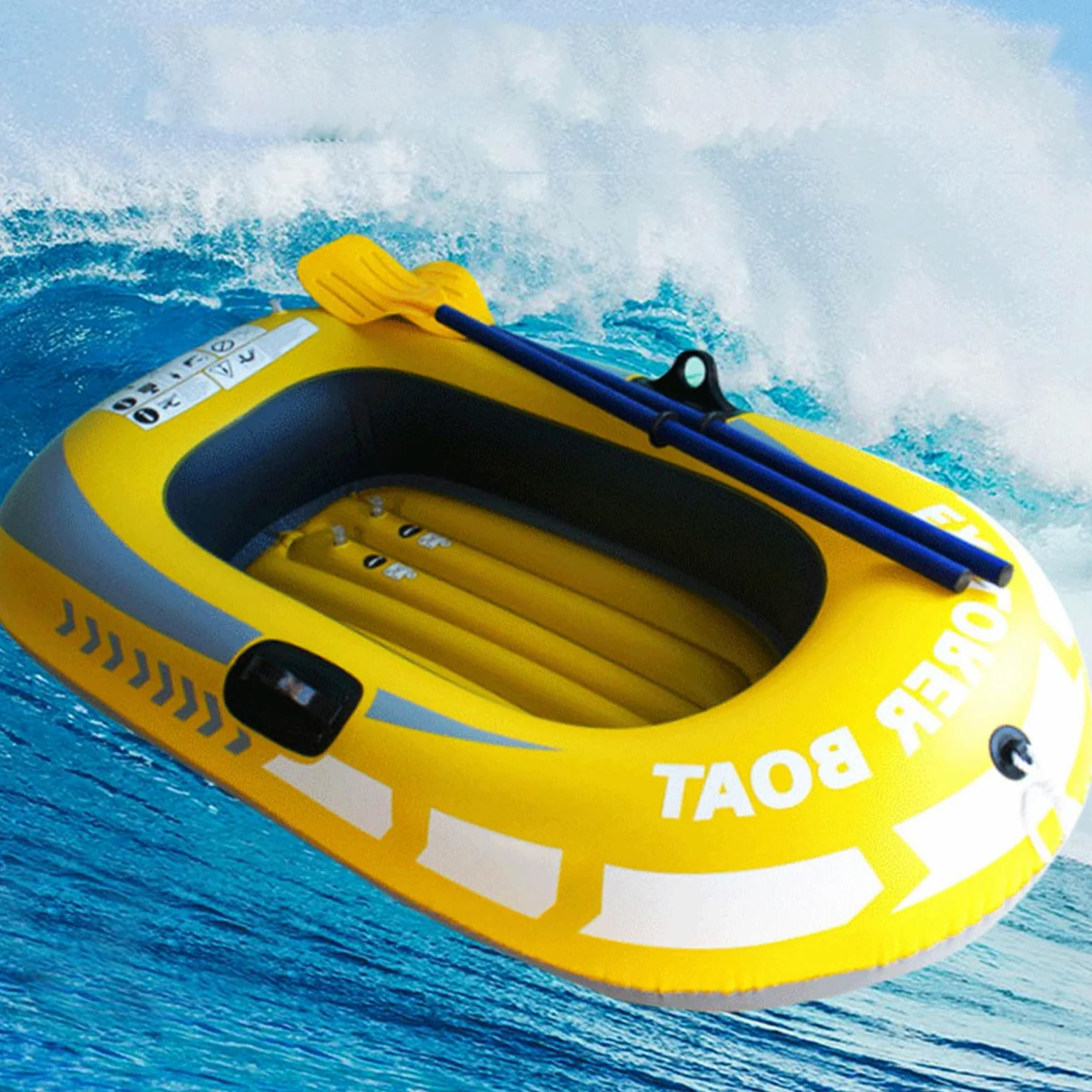 Kayak de barco inflable - embarcación de rafting portátil, moto acuática bomba de aire | Kayak plegable ligero para el uso de aventura en el lago, fuselaje resistente a la punción duradera con ranuras