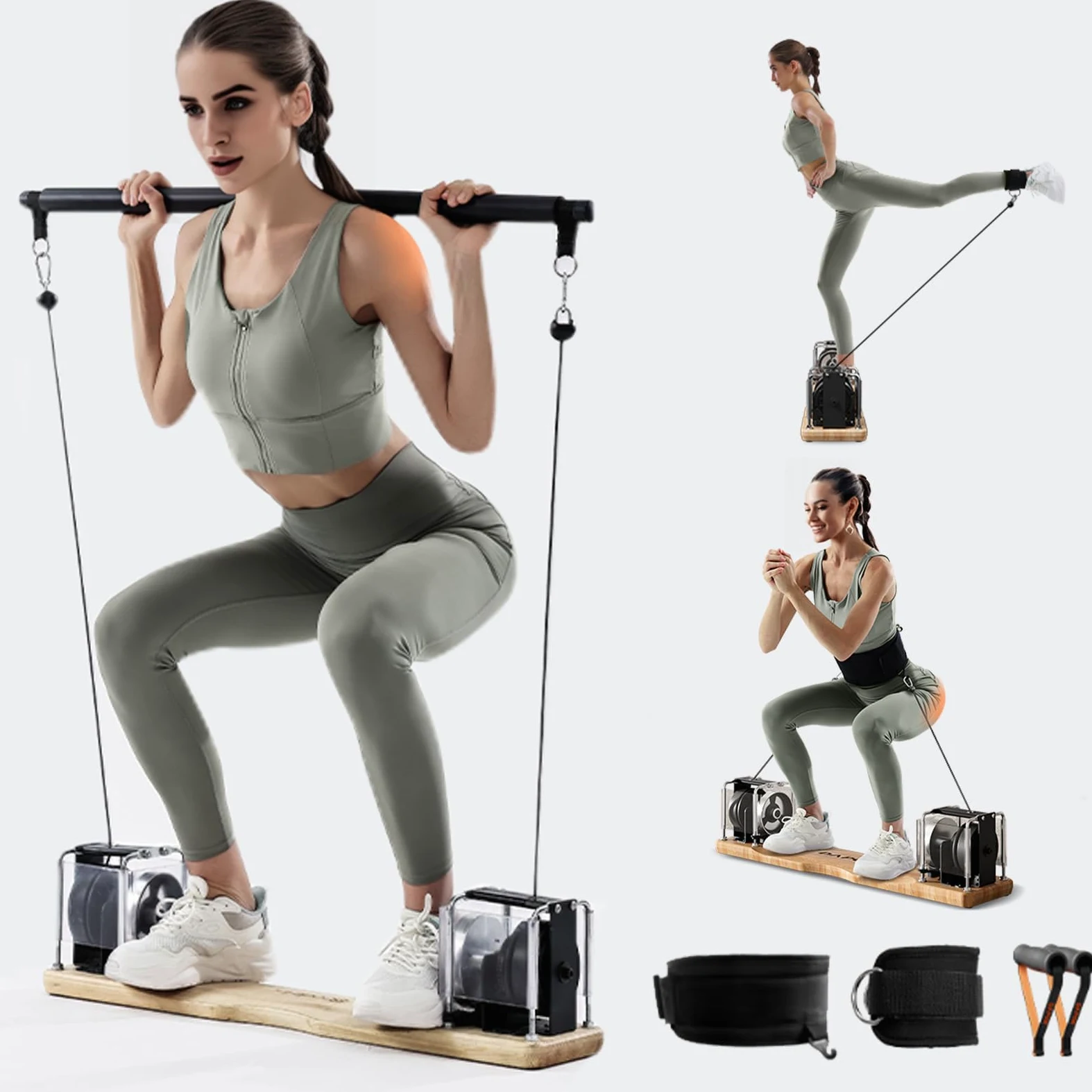 Dispositivo de Fitness portátil – Sistema de Entrenamiento de Fuerza Todo en uno con Resistencia Ajustable (7-17 kg), 4 Modos, Entrenamiento de Cuerpo Completo, diseño Compacto para hogar y Viajes
