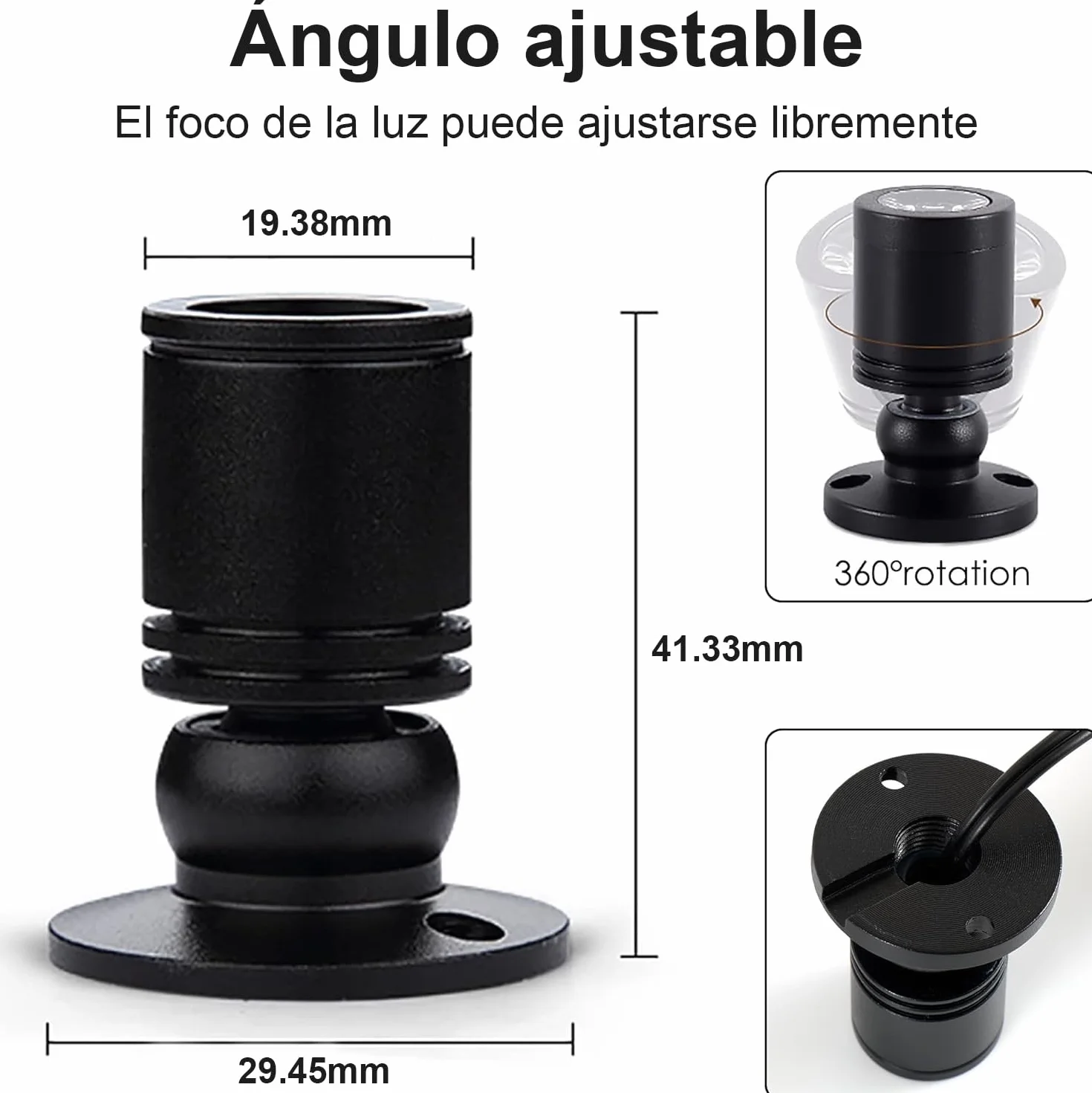 Mini focos LED USB 3000K blanca cálida rotativo 360° para escaparate hogar decoración joyas pintura vitrinas 8 piezas