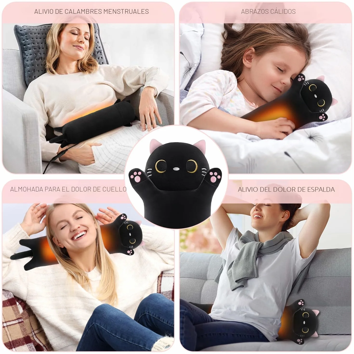 Manta eléctrica para gatos con apagado automático, almohadilla térmica USB para períodos, manta de calor para el cuello, la espalda, los hombros y el abdomen, regalos navideños para mujeres, niñas y