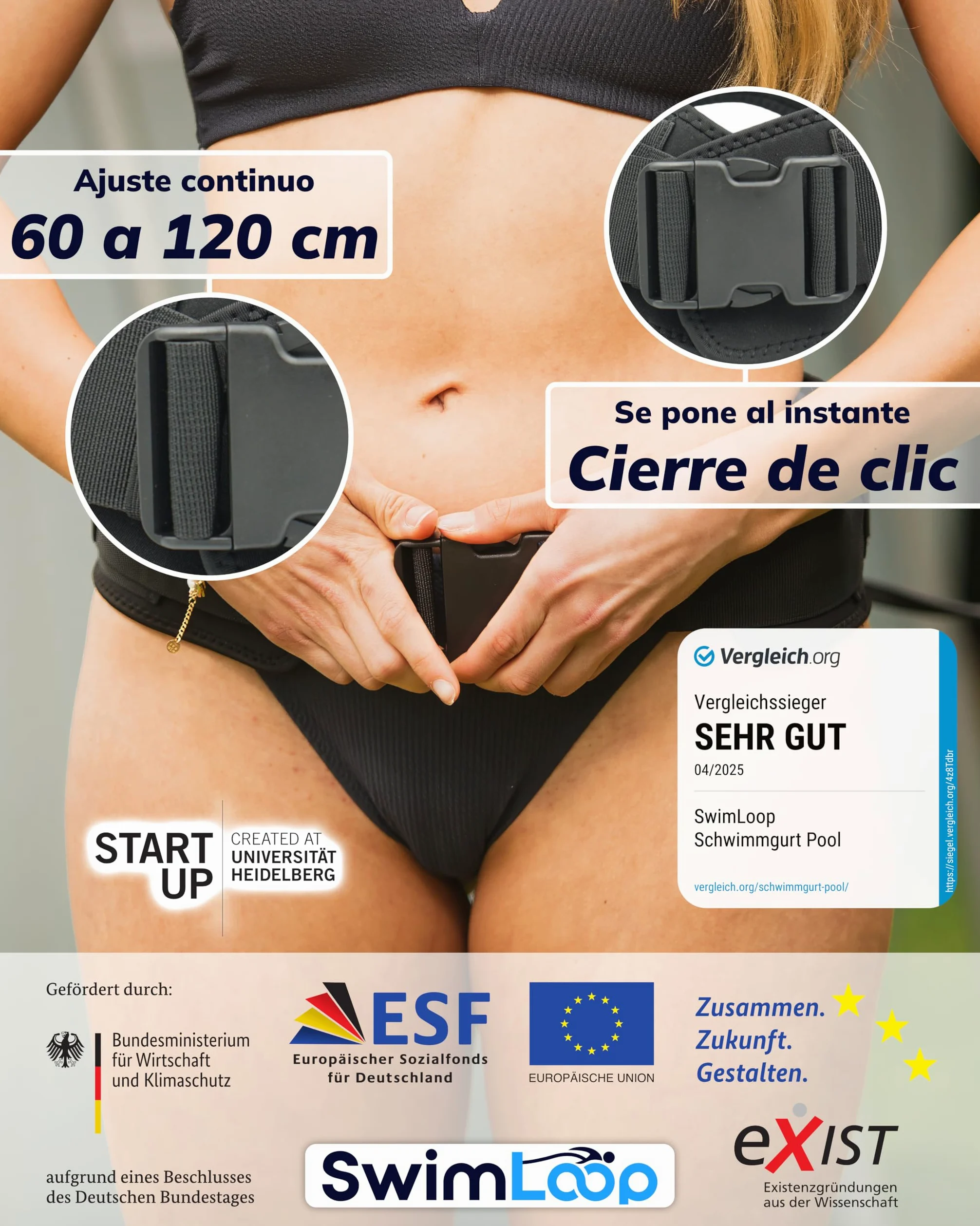 Cinturón de natación: entrenador de natación para el hogar, entrenamiento de resistencia, natación estacionaria, banda de natación como alternativa al sistema de contracorriente