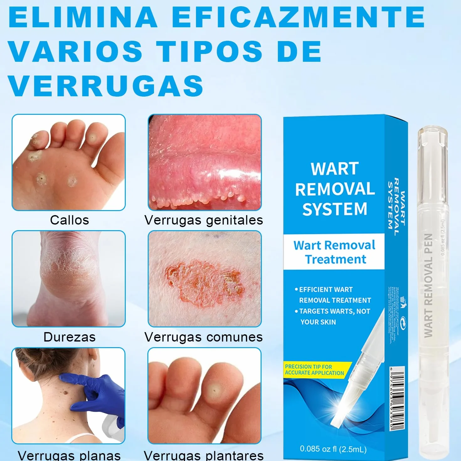 Removedor de verrugas de acción rápida - Lápiz con ácido salicílico y pincel de precisión (2.5ml)