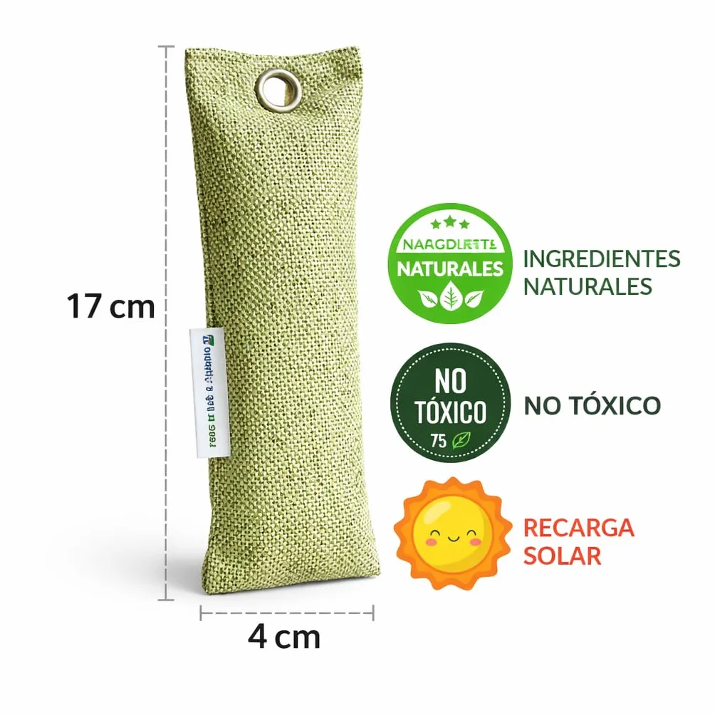 Saquitos Carbón Activo Bambú | Deshumidificador y Purificador de Aire | Neutralizador de Olores | Pack 4x75g
