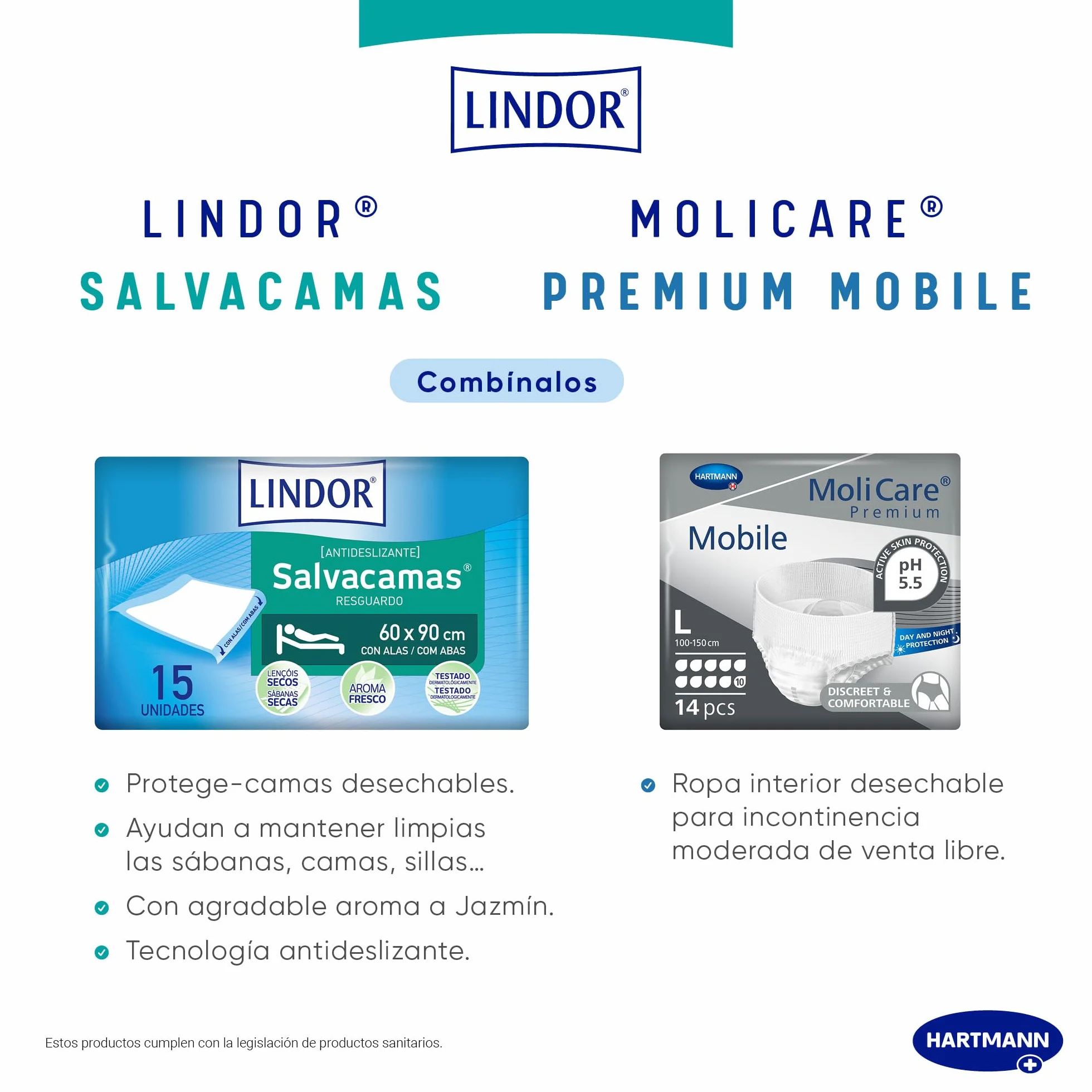 LINDOR Empapadores de Cama 60x90 Desechables Alta Absorción Jazmín 30 Unidades