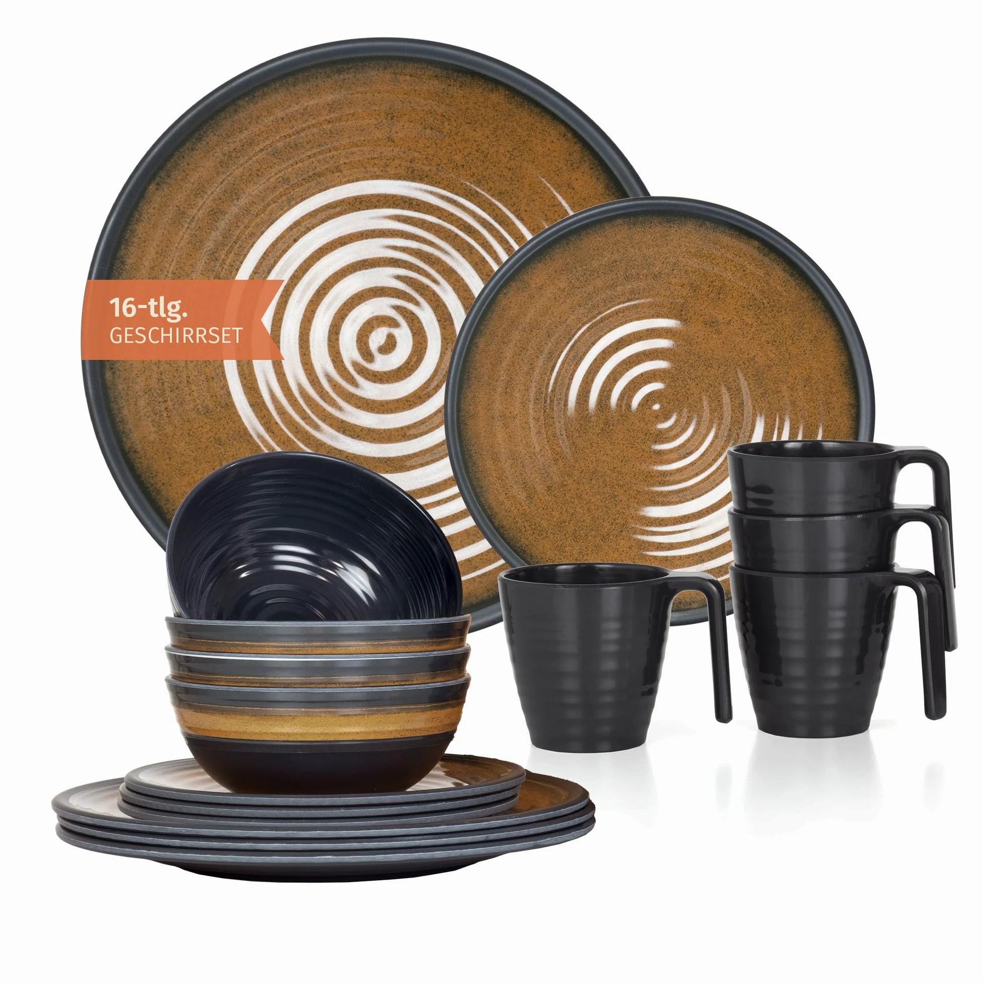 Juego de vajilla de melamina para camping, 4 personas, curry de piedra, 4 tazas de café de piedra, vajilla, pícnic, barbacoa