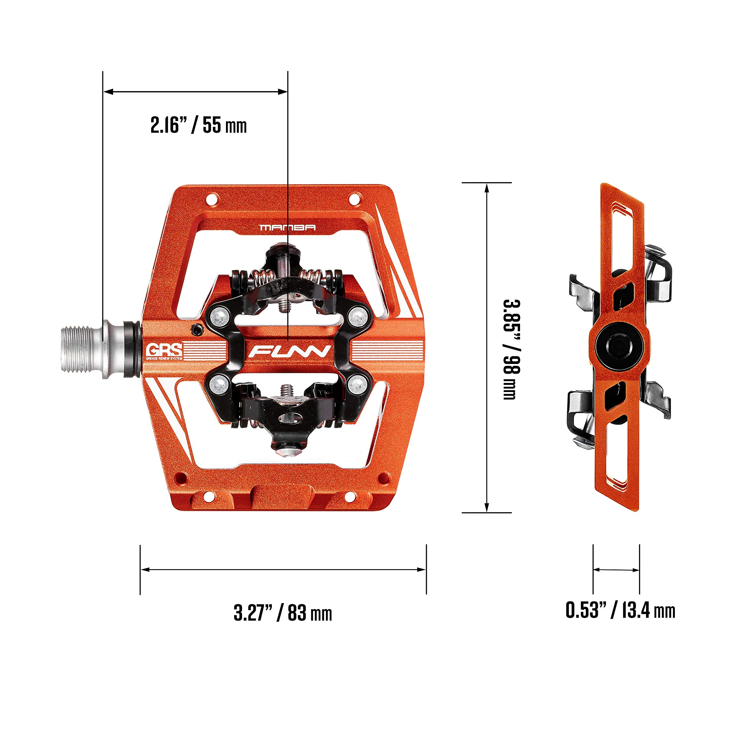 Funn Mamba S Pedales Automáticos MTB, Doble Cara, Calas SPD | aleación 6061 CNC, eje 9/16, plataforma plana y de engrane, rodamiento sellado, aprox 403 g, para BMX y gravel