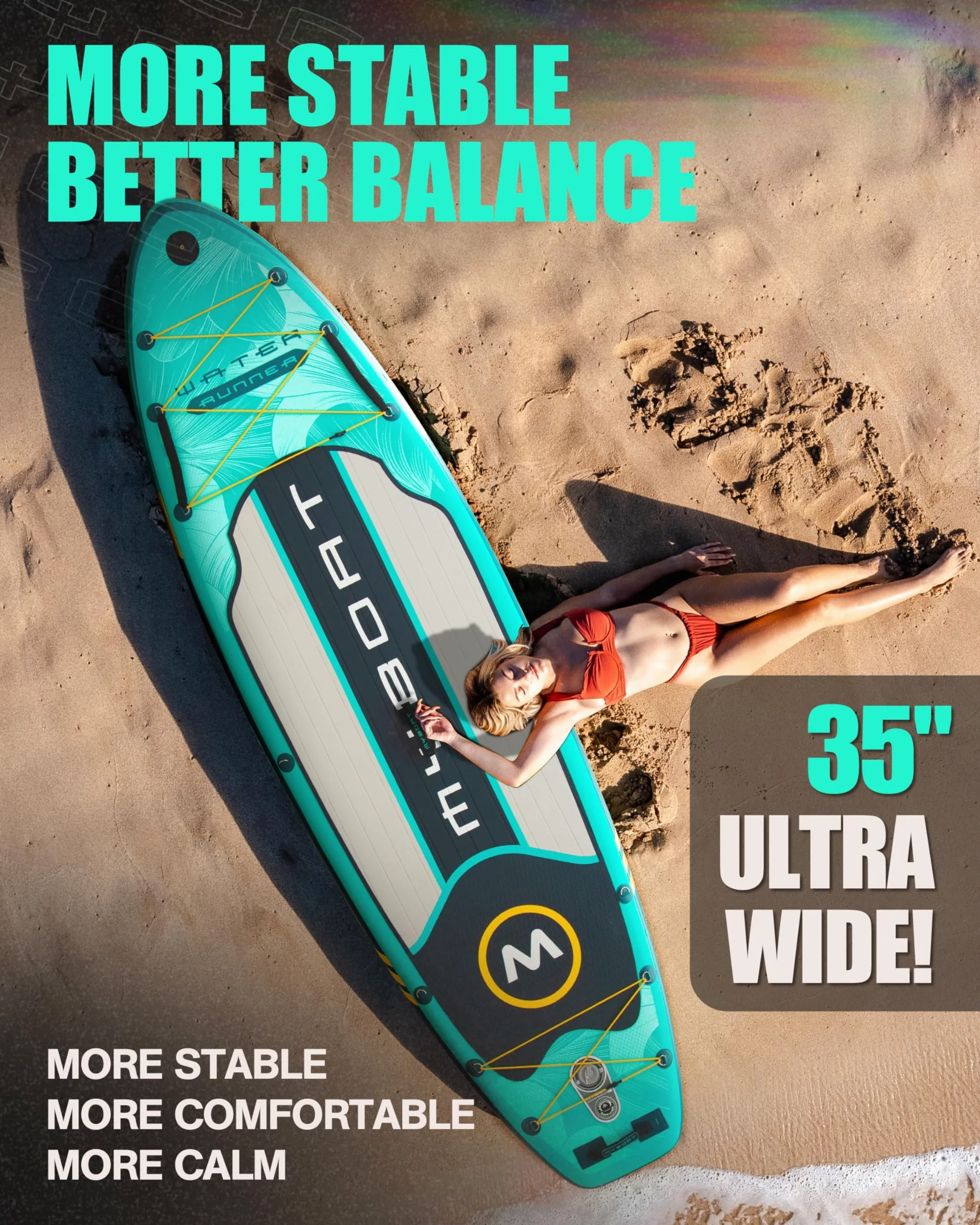 MYBOAT Tabla de Paddle Surf Hinchable 320cm - 10,6" con Accesorios Incluidos de Primera Calidad, Remo Ajustable, Bomba de Mano, Mochila de Transporte. 320 x 89 x 15 cm, Soporta hasta 168Kg