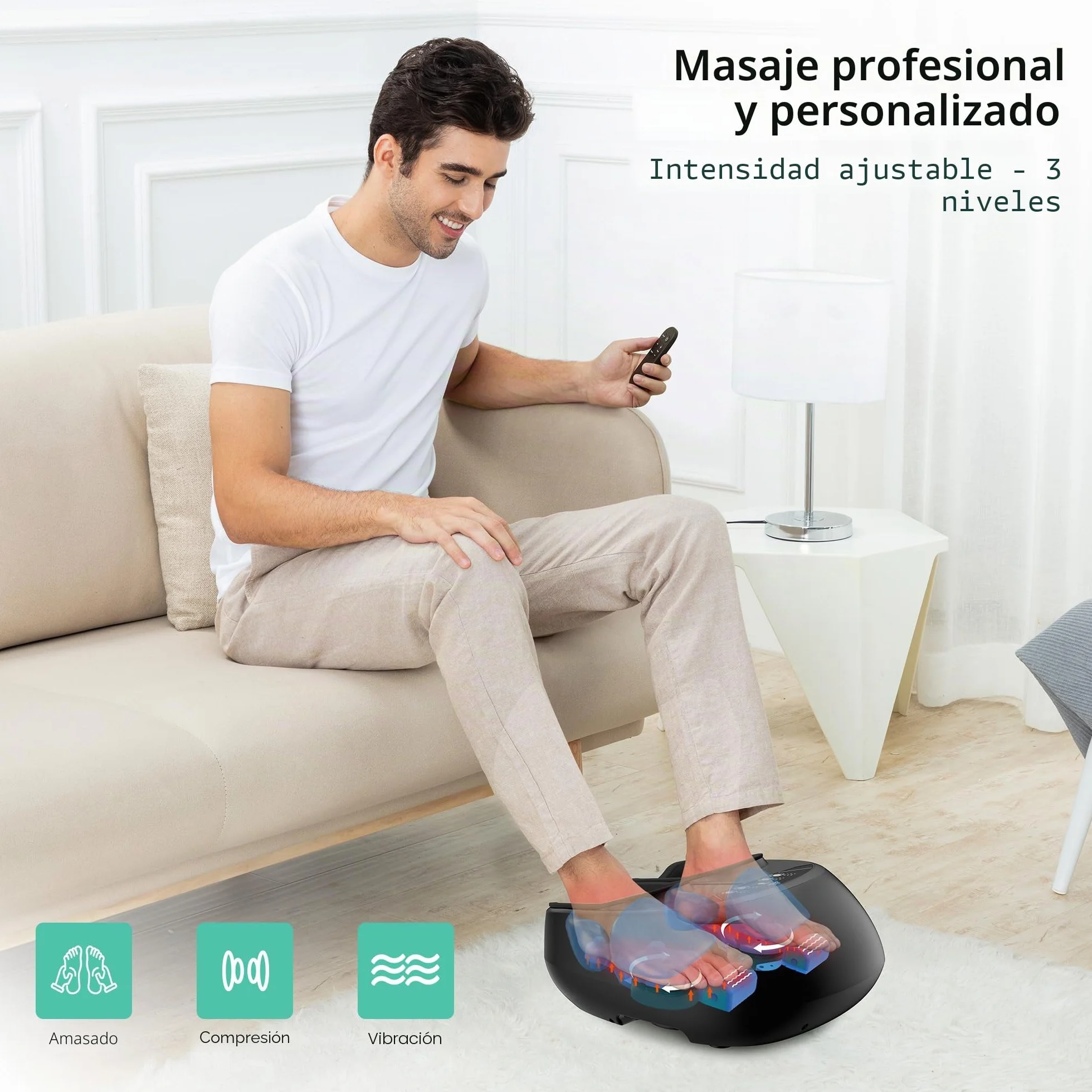 Snailax Masajeador de pies Shiatsu con calor y compresión, eléctrico con mando a distancia