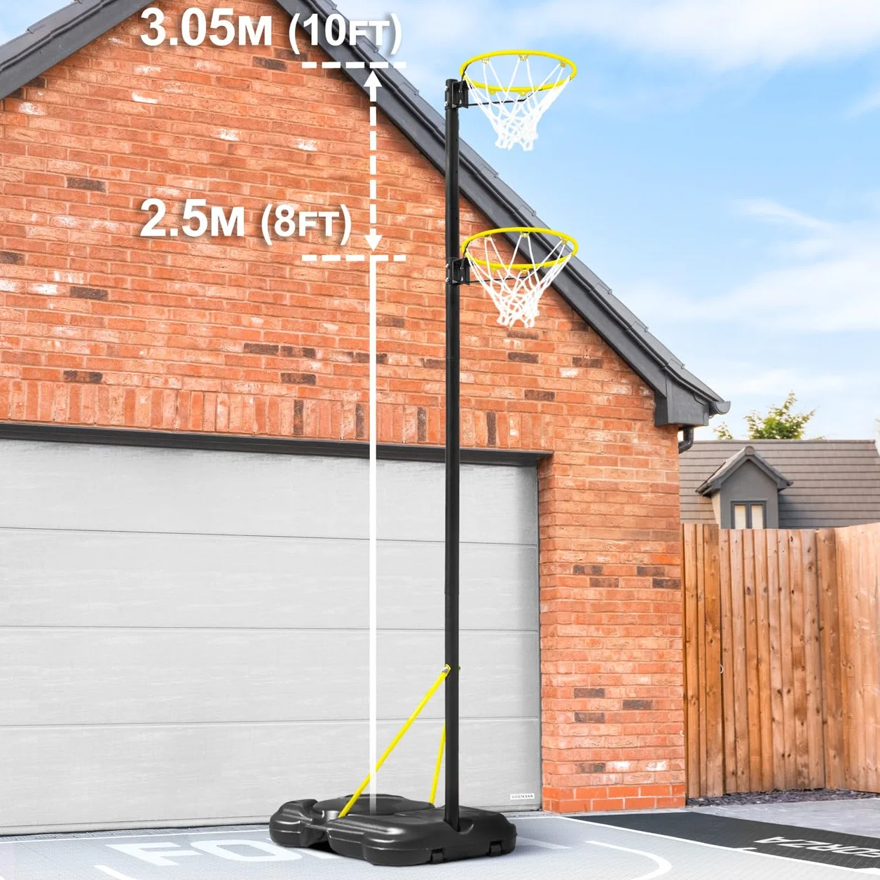Forza Netball Post Ajustable 2,4 m – 3 m Aro Regulación Base Portátil con Ruedas
