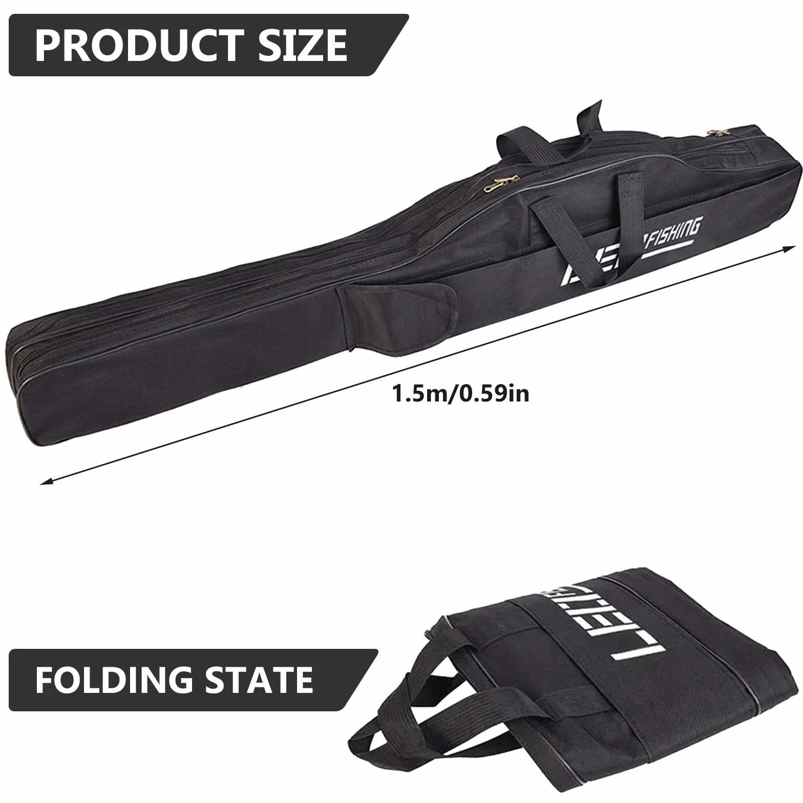 BORDEAG Caña De Pesca Portátil 150 cm, Bolsa Para Equipos y Soportes