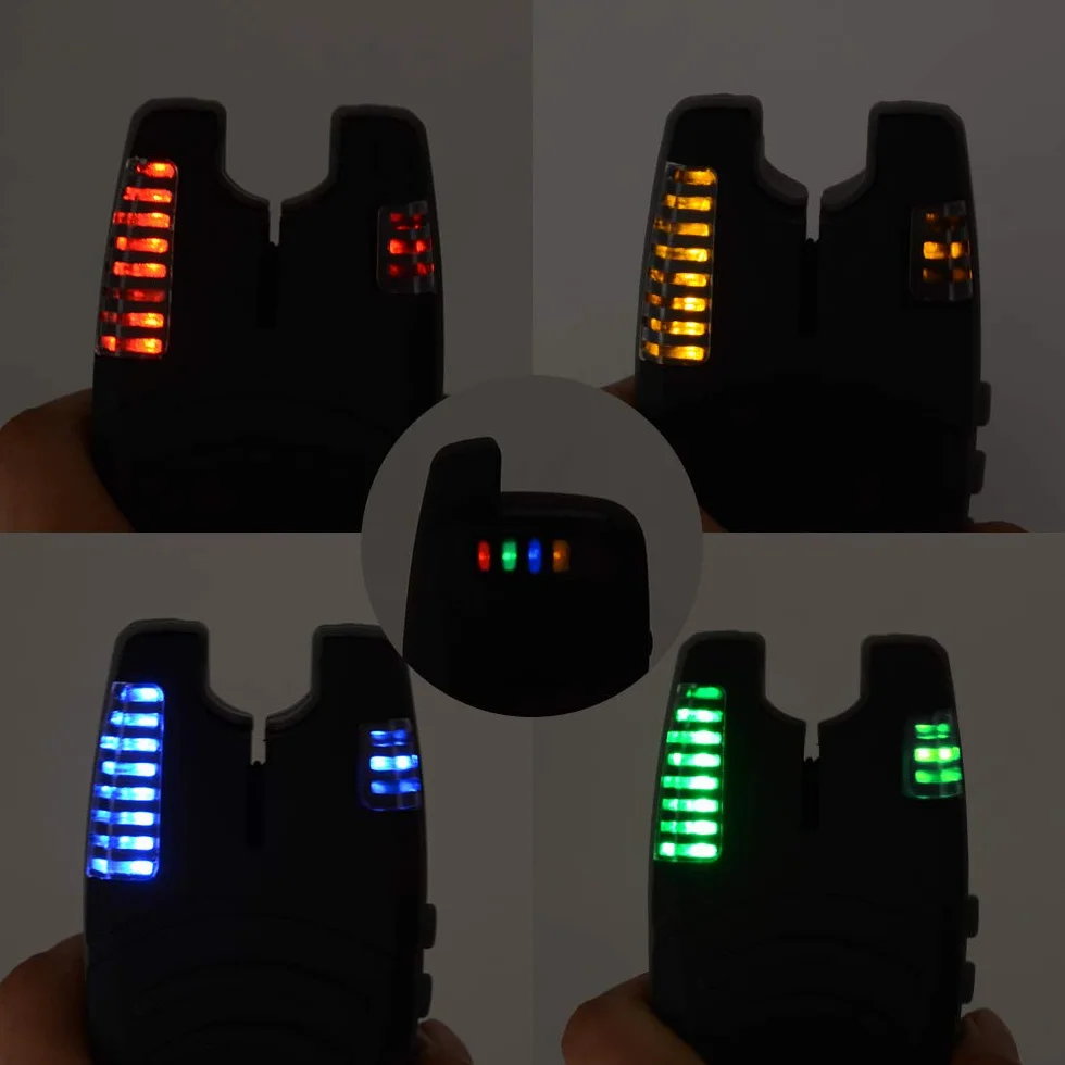 Hirisi Tackle - Juego de alarma de pesca inalámbrica con 1 receptor y 4 alarmas de mordida para pesca, día y noche