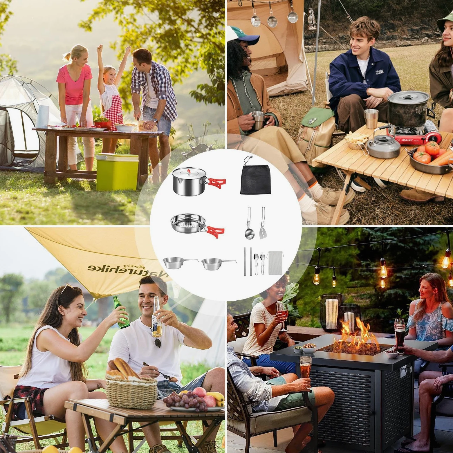 Set De Cocina Para Camping Equipo De Supervivencia Ligero Con Olla Sartén Y | Set De Olla Y Sartén Para Camping Para Acampar, Cocinar, Aire Libre, Senderismo, Pesca, Viaje