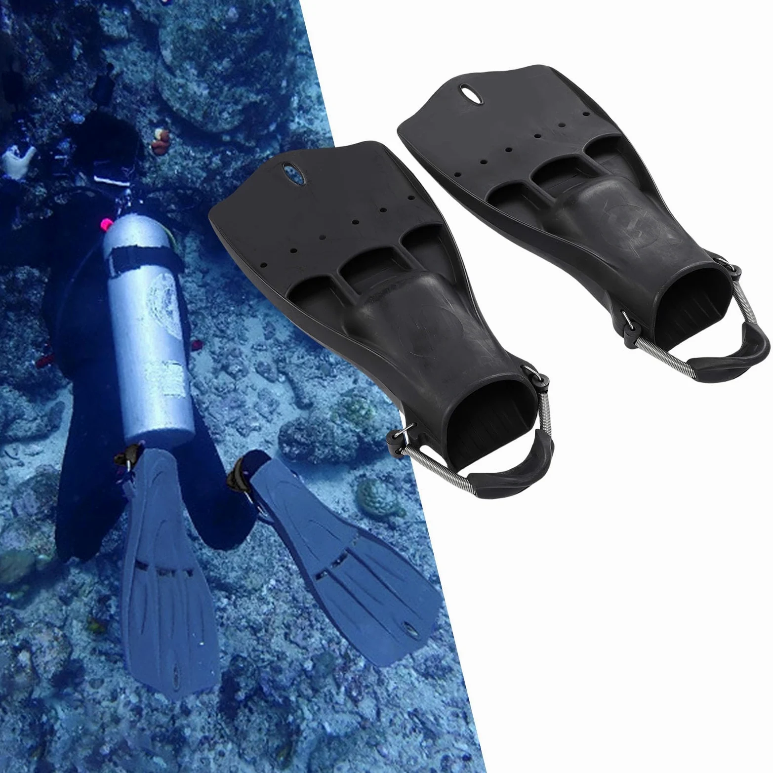 Zunate Aletas de Snorkel con Hebillas de Resorte | Aletas de Buceo de Goma Ajustables para Natación y Apnea