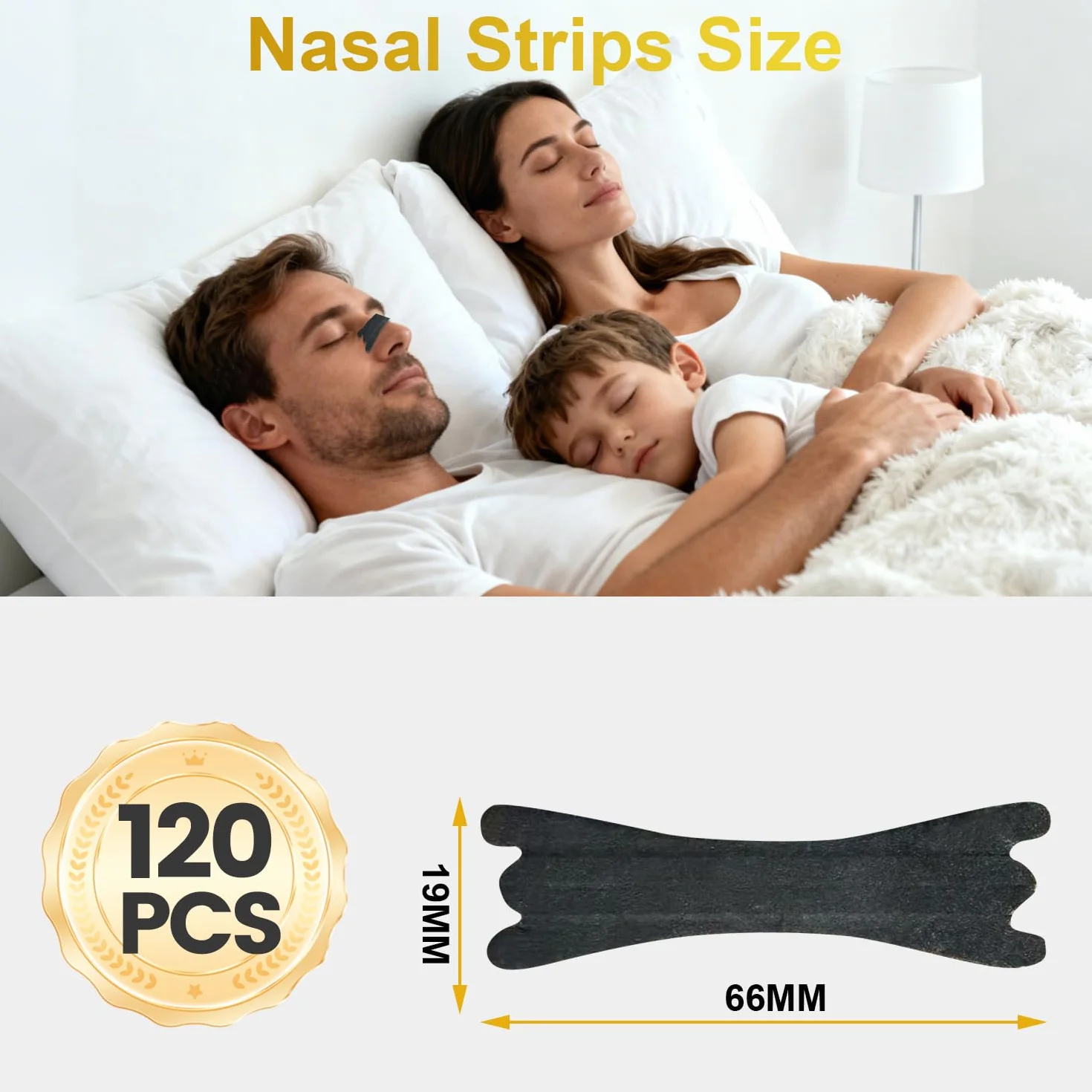 Tiras Nasales Antironquidos, Nasal Strips Dormir, Nose Strips Deportivas, 120 Pcs (Negro)